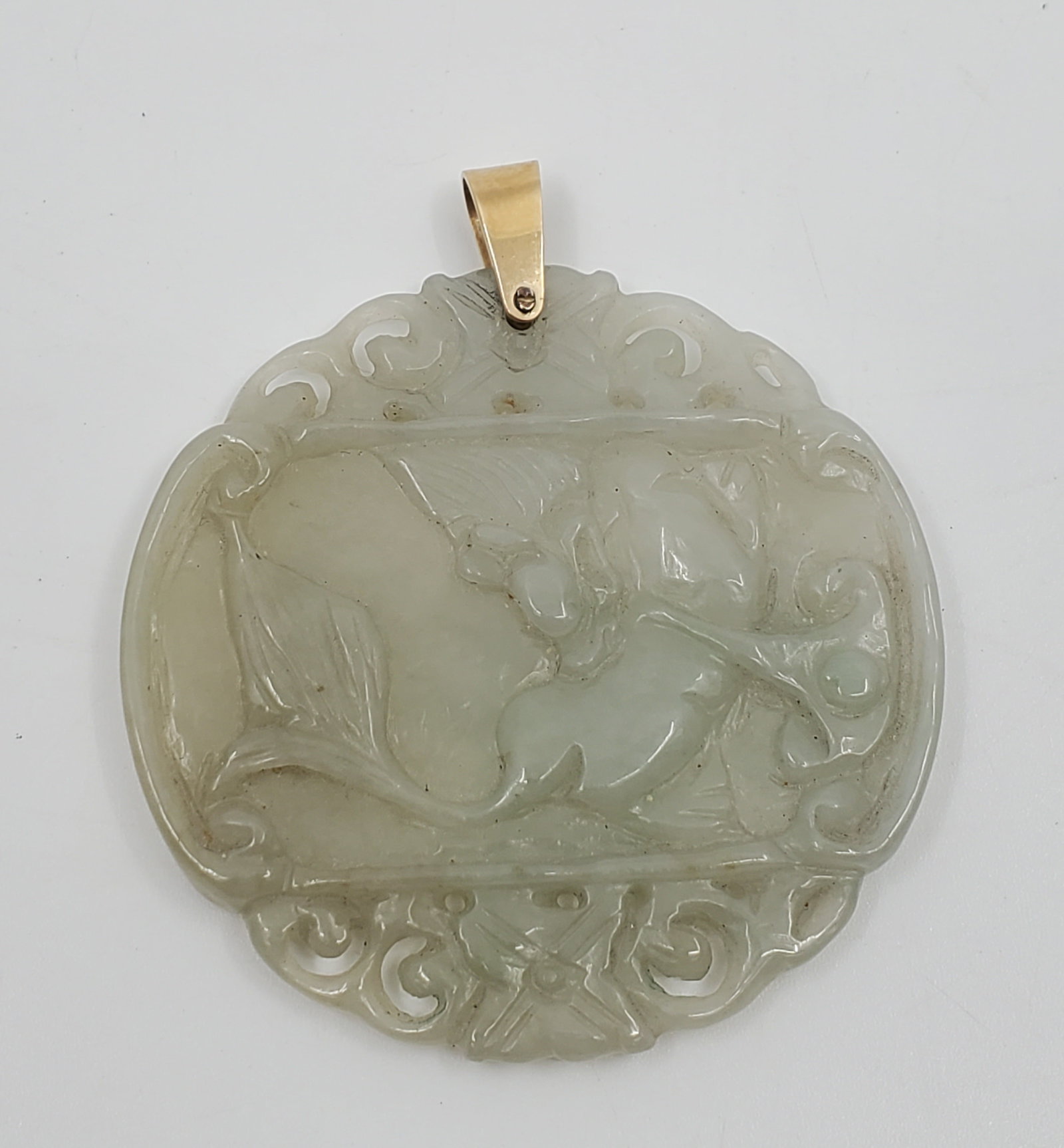 Antique Chinese 14KT Gold Jade Pendant (1 of 5)