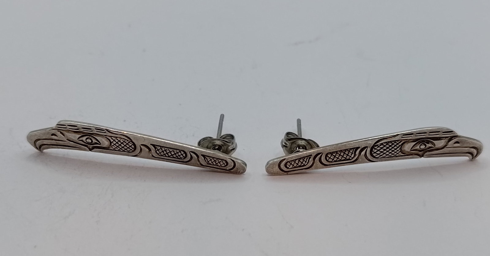 DLM, Haida, North West Coast Sterling Silver Eagle Earrings (1 of 5)