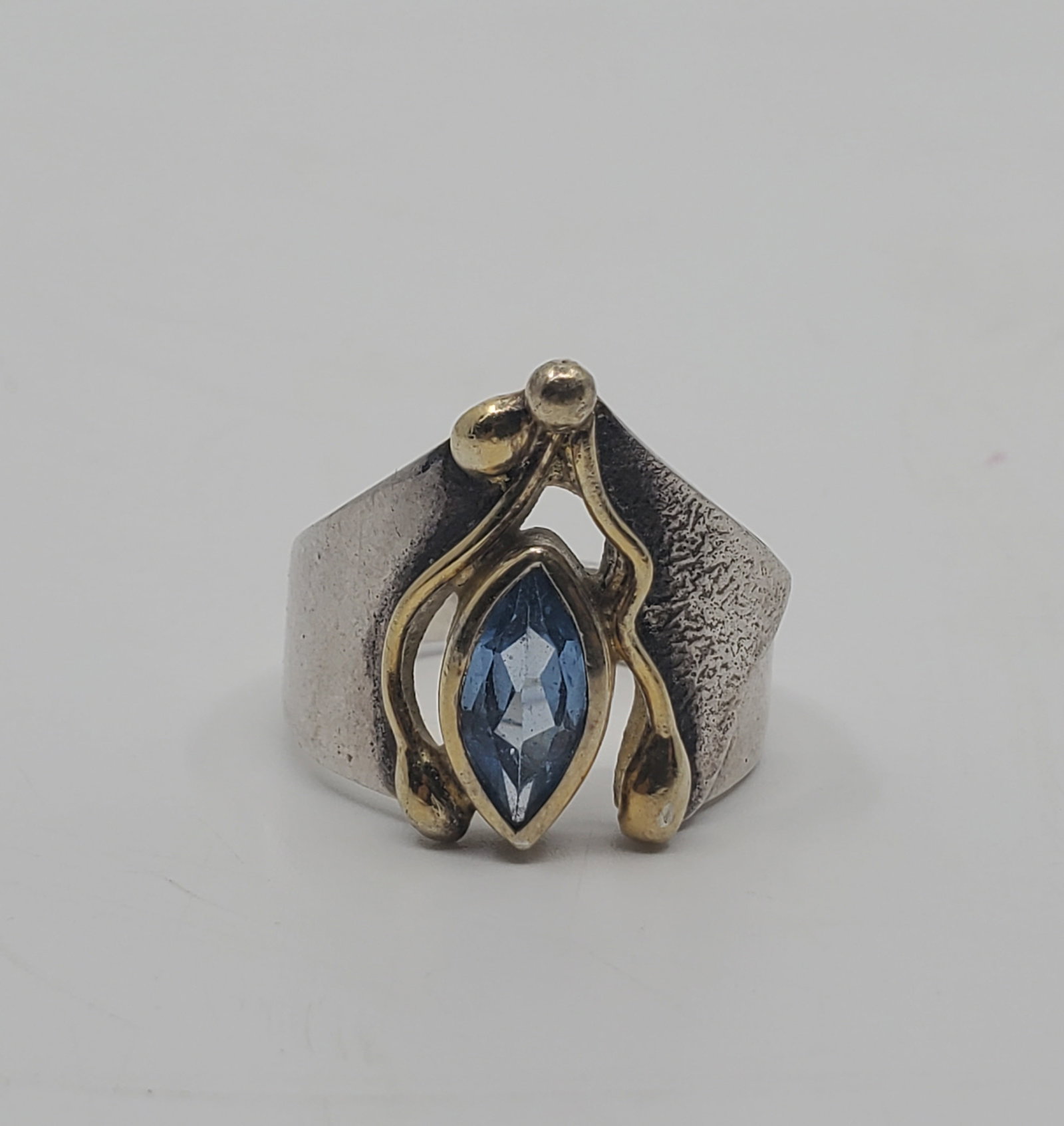 Modernist Sterling Silver Aquamarine stone Ring (1 of 7)