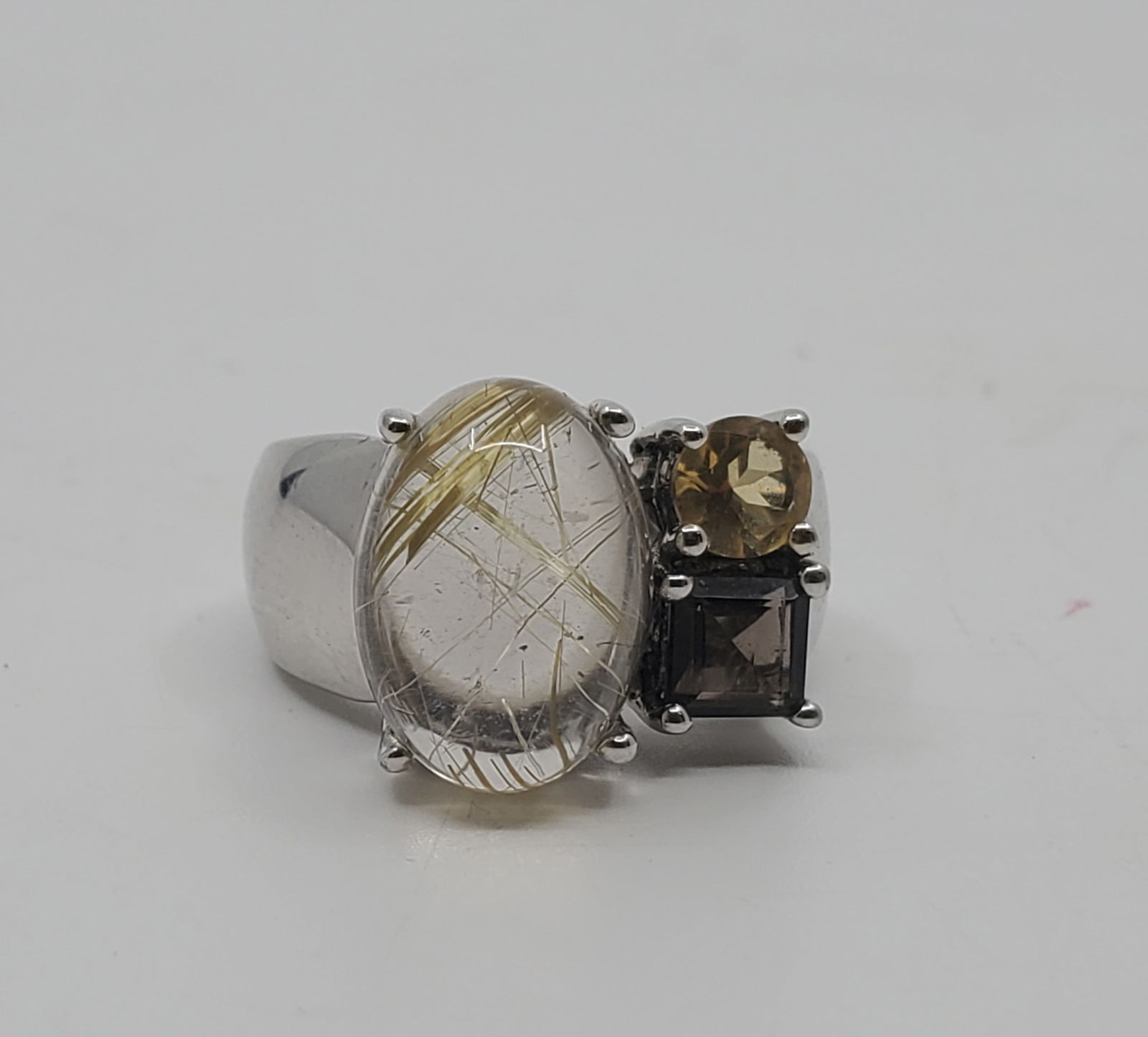 David Sigal, Sterling Silver Rutile Quartz, Citrine and Epidote Ring (1 of 7)