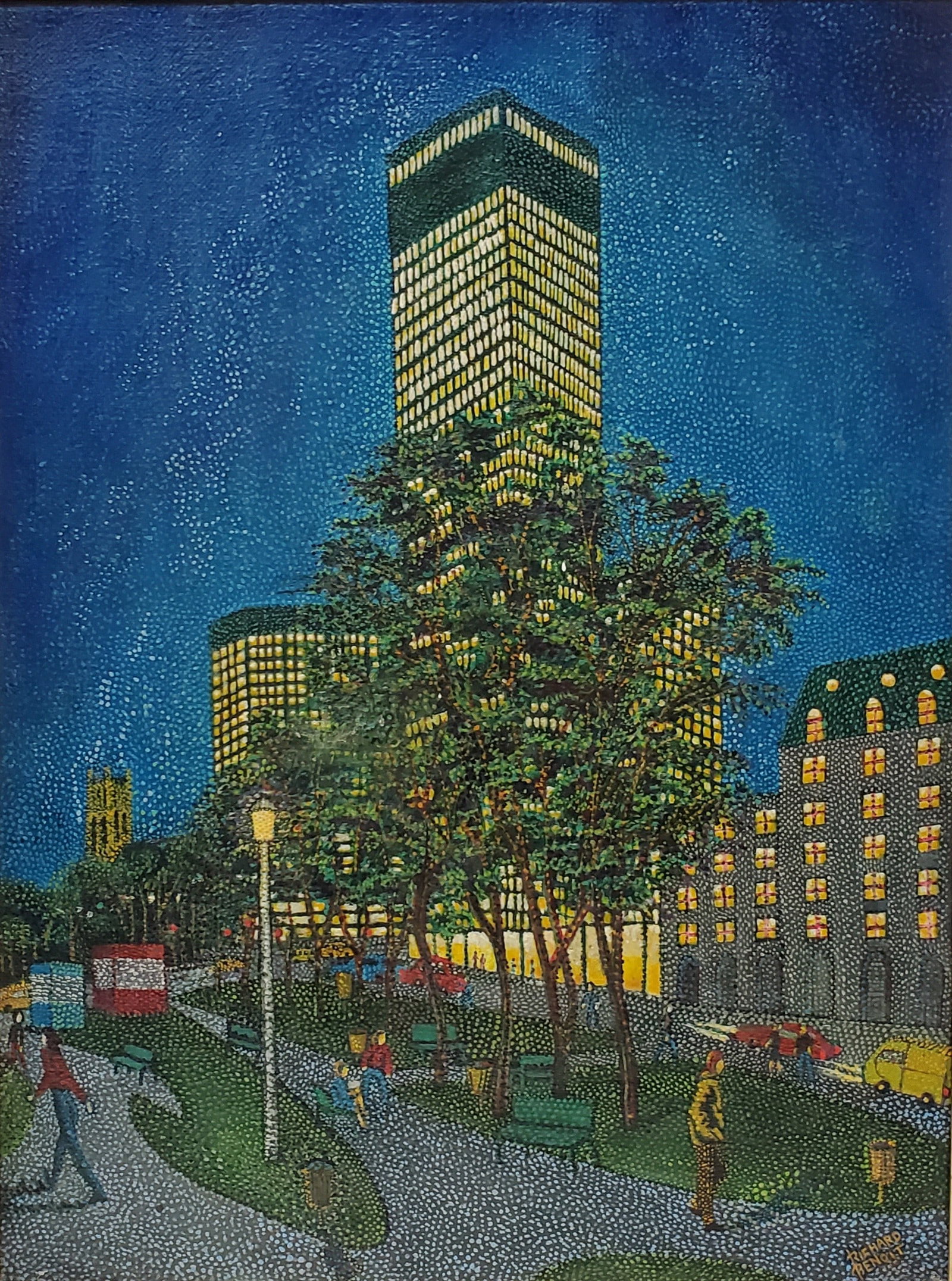 Benoit, Richard (XX) Canadian, City night Scene: Artist : Benoit, Richard (XX) Canadian Titre : City night Scene Description (FR) : Huile sur toile, signee en bas a droite Richard Benoit Description (ENG) : Oil on canvas, signed on lower right Richa