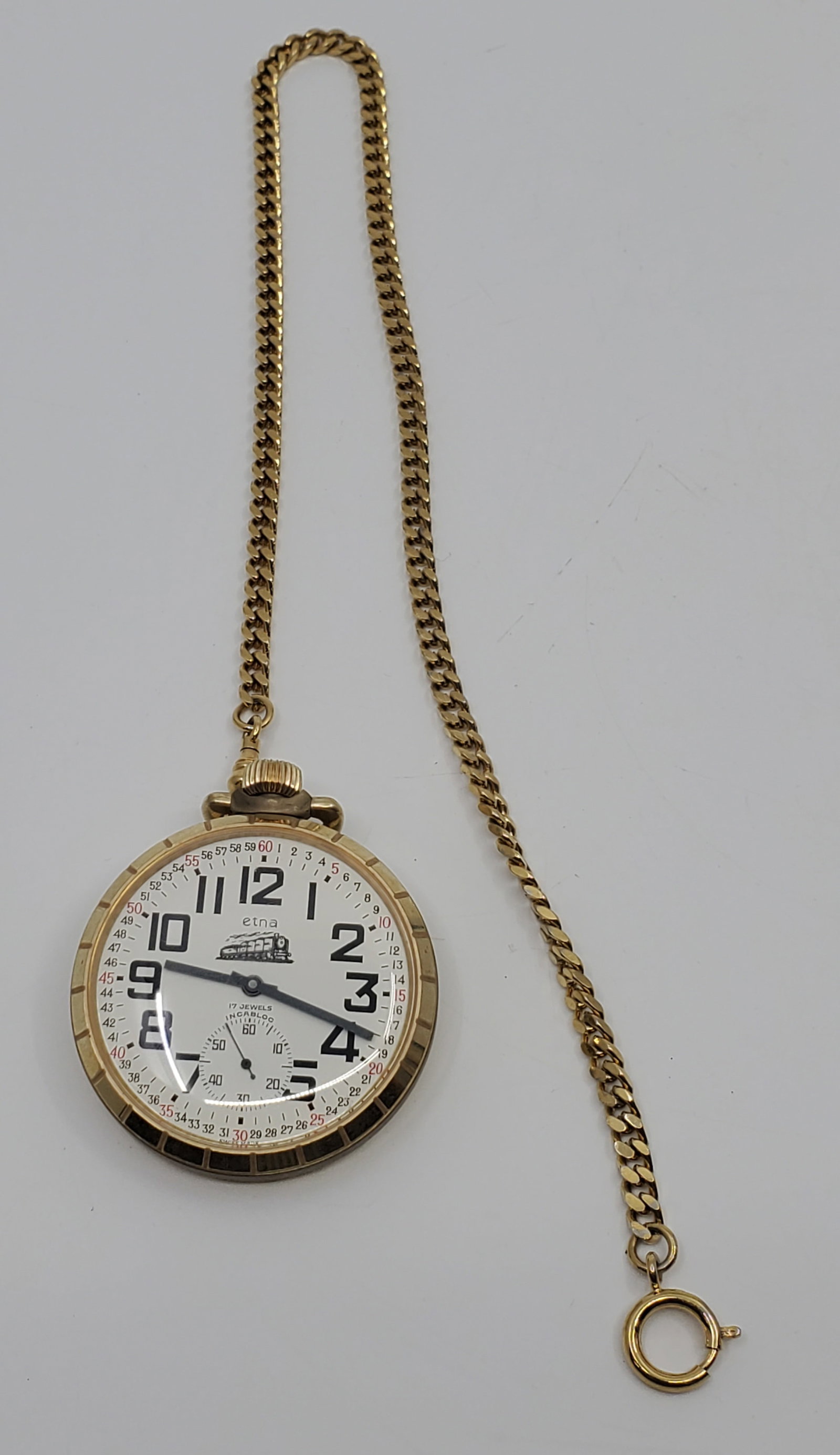 ETNA 17J Incabloc Swiss Pocket Watch, with chain (1 of 6)