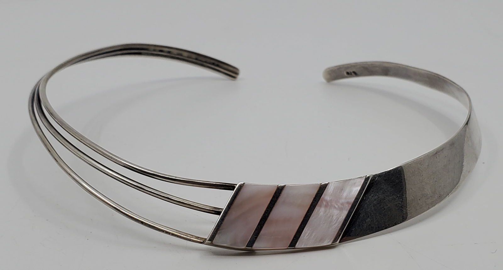 Vintage Sterling Silver and Mother of Pearl Chocker Necklace (1 of 8)