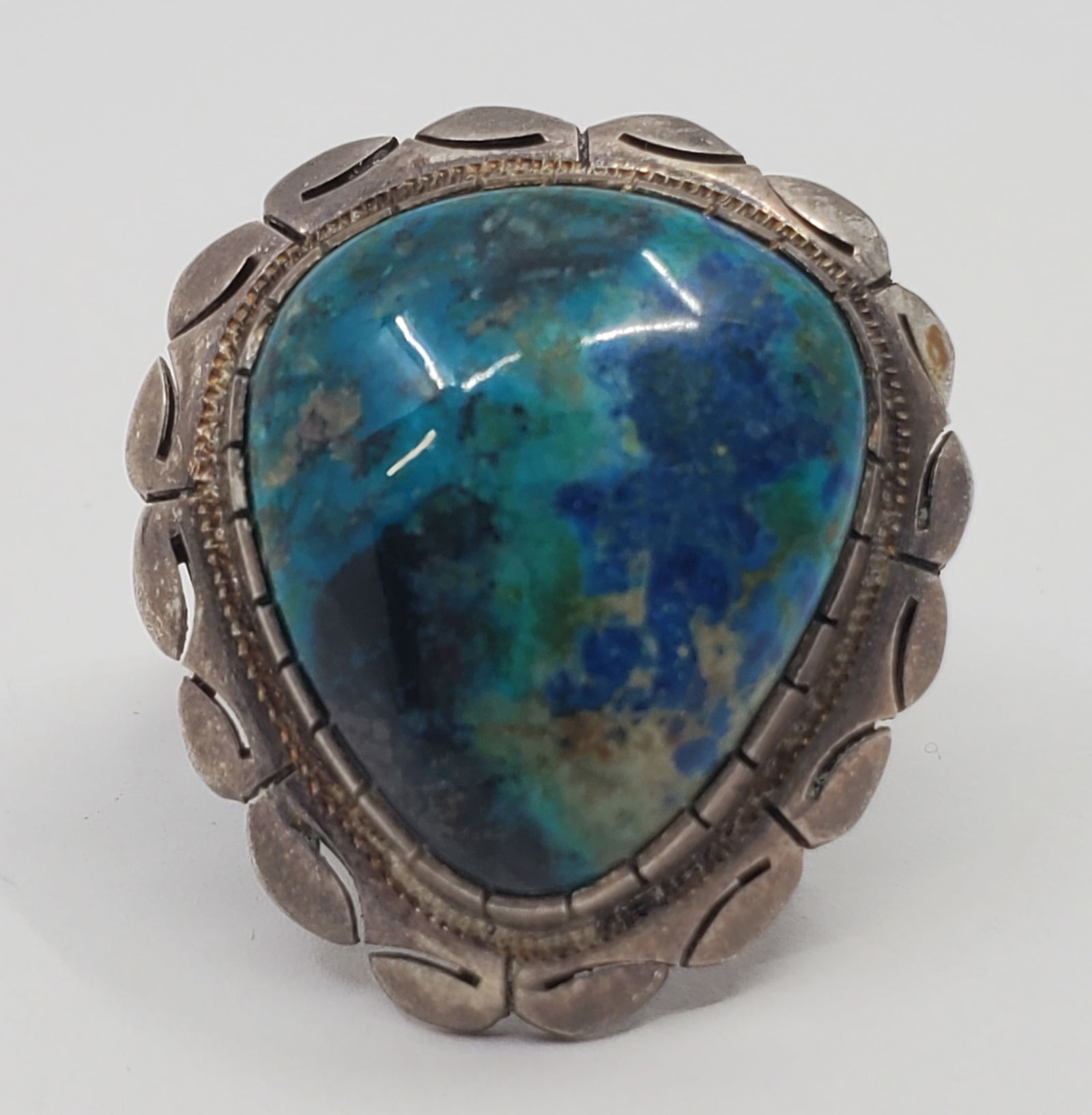 Vinrage NAVAJO Sterling Silver Ring Large Multicolored Stone (1 of 7)
