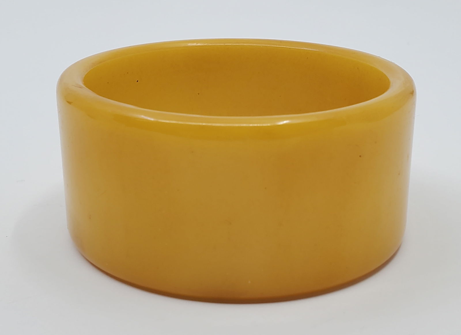 Vintage Wide Solid Amber Colored Bakelite Bangle Bracelet (1 of 2)