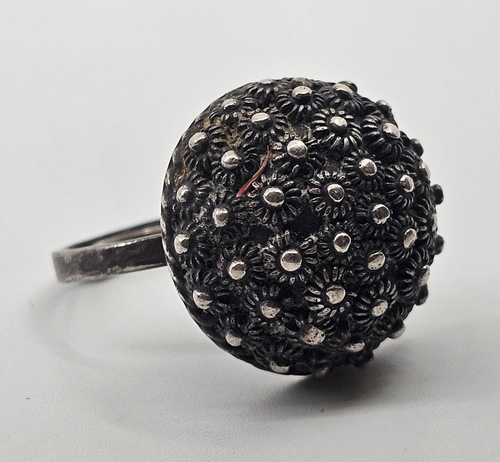 Vintage Mexican Cannetille Dome Sterling Silver Ring Signed MSN (1 of 4)