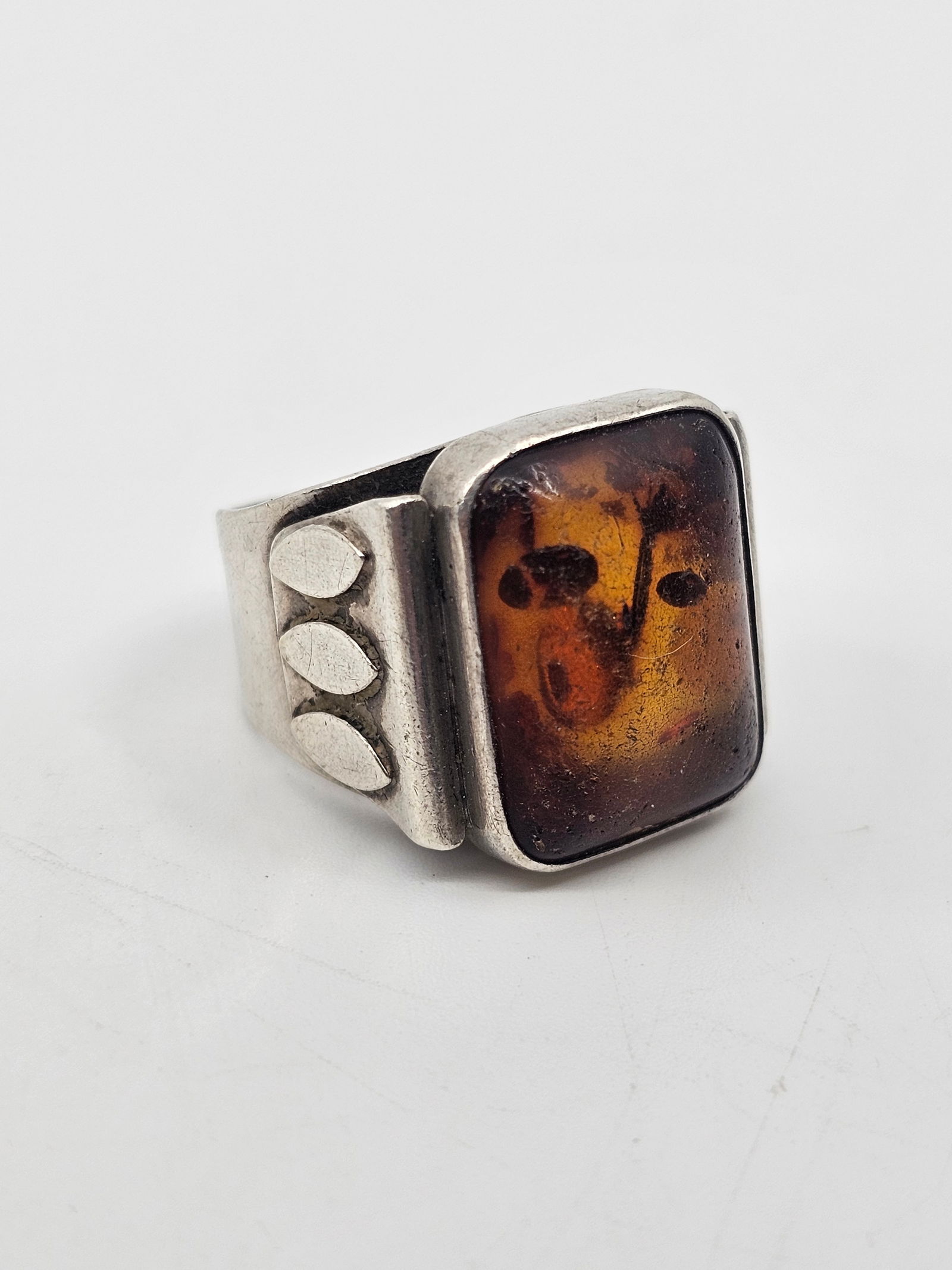 Vintage Art Deco .830 Amber Silver Ring (1 of 7)