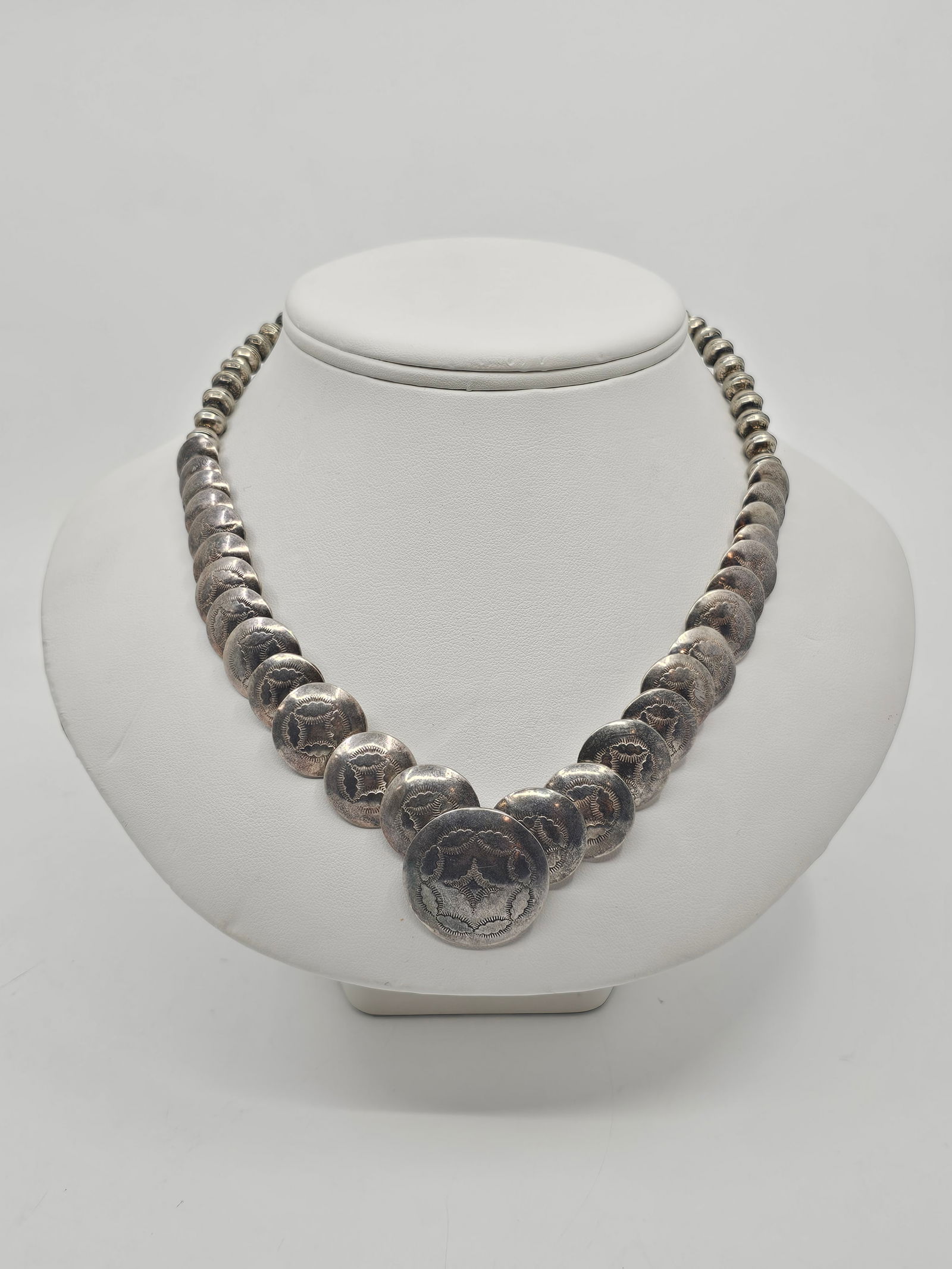 Vintage Navajo Sterling Silver Necklace signed SNK (1 of 9)