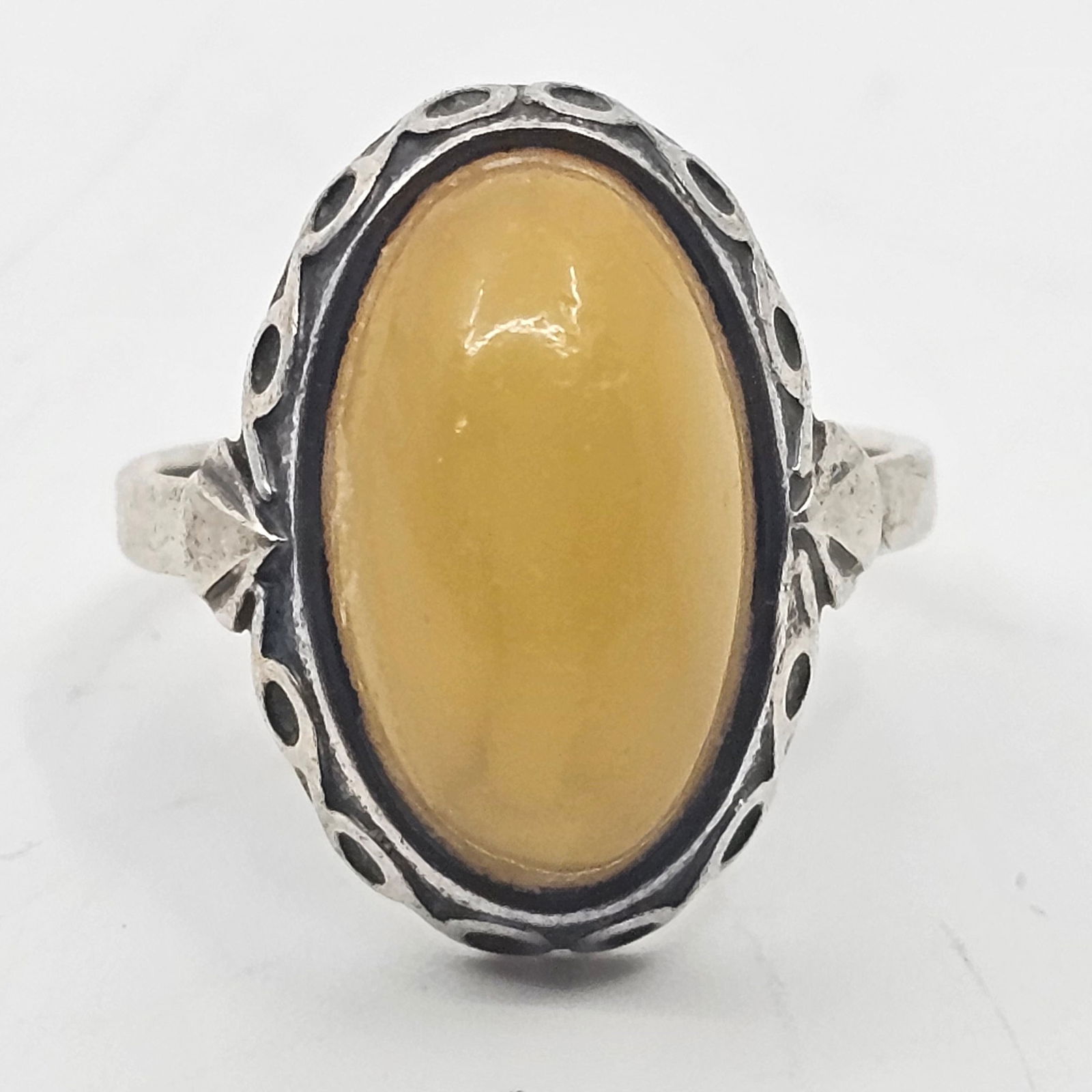 Vintage ,875 Russian Silver Deep Orange Amber RIng (1 of 7)