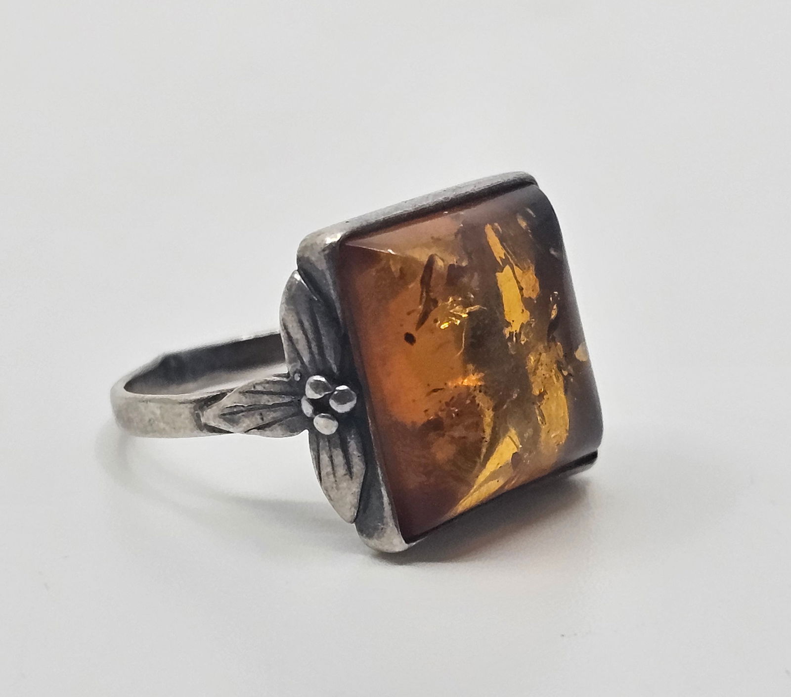 Vintage Polish Sterling Silver Amber Ring (1 of 7)