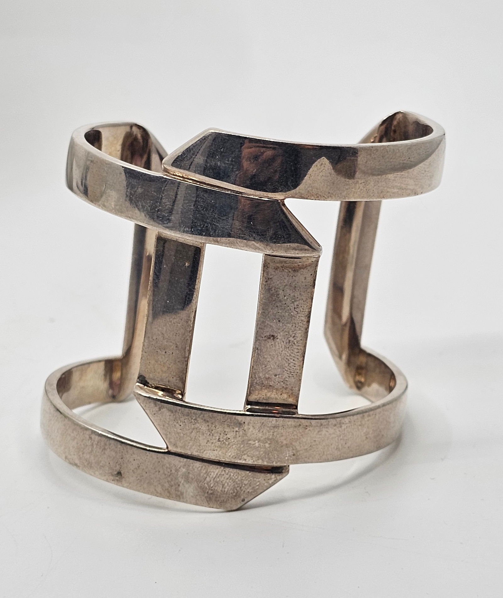 Christofle, Large Sterling Silver Cuff Bracelet "Pliage" (1 of 8)