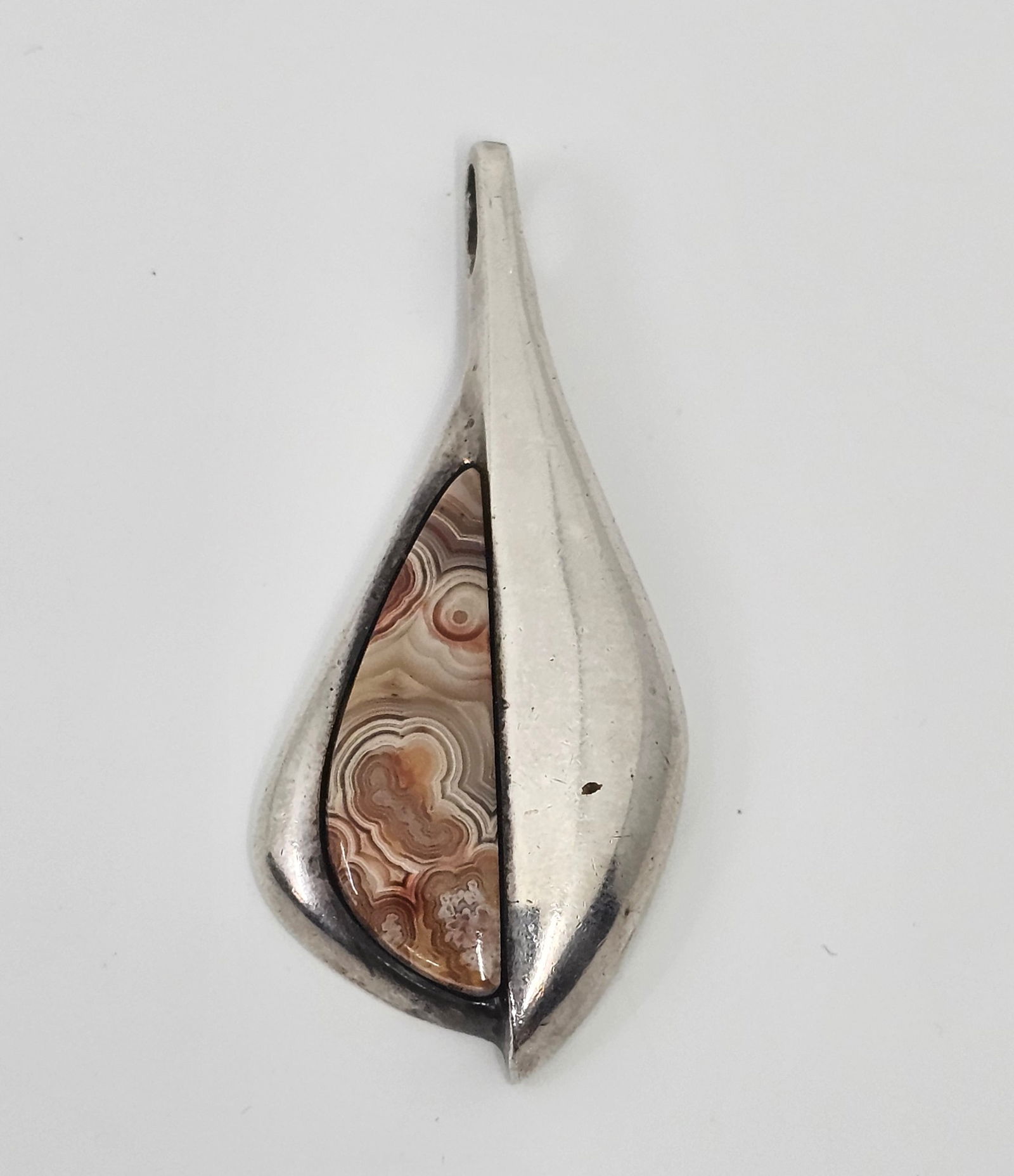 Alain, Modernist Sterling Silver Agate Pendant (1 of 6)