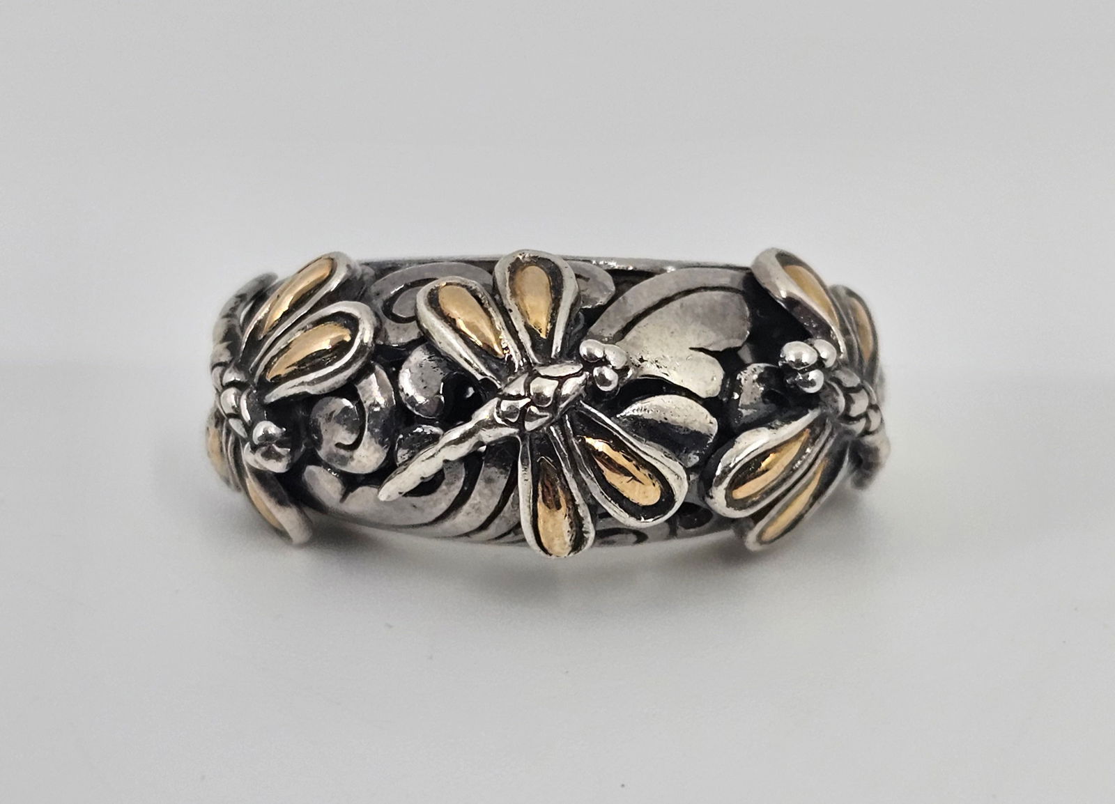 Sterling Silver and 18KT Gold Dragonflies Ring (1 of 5)