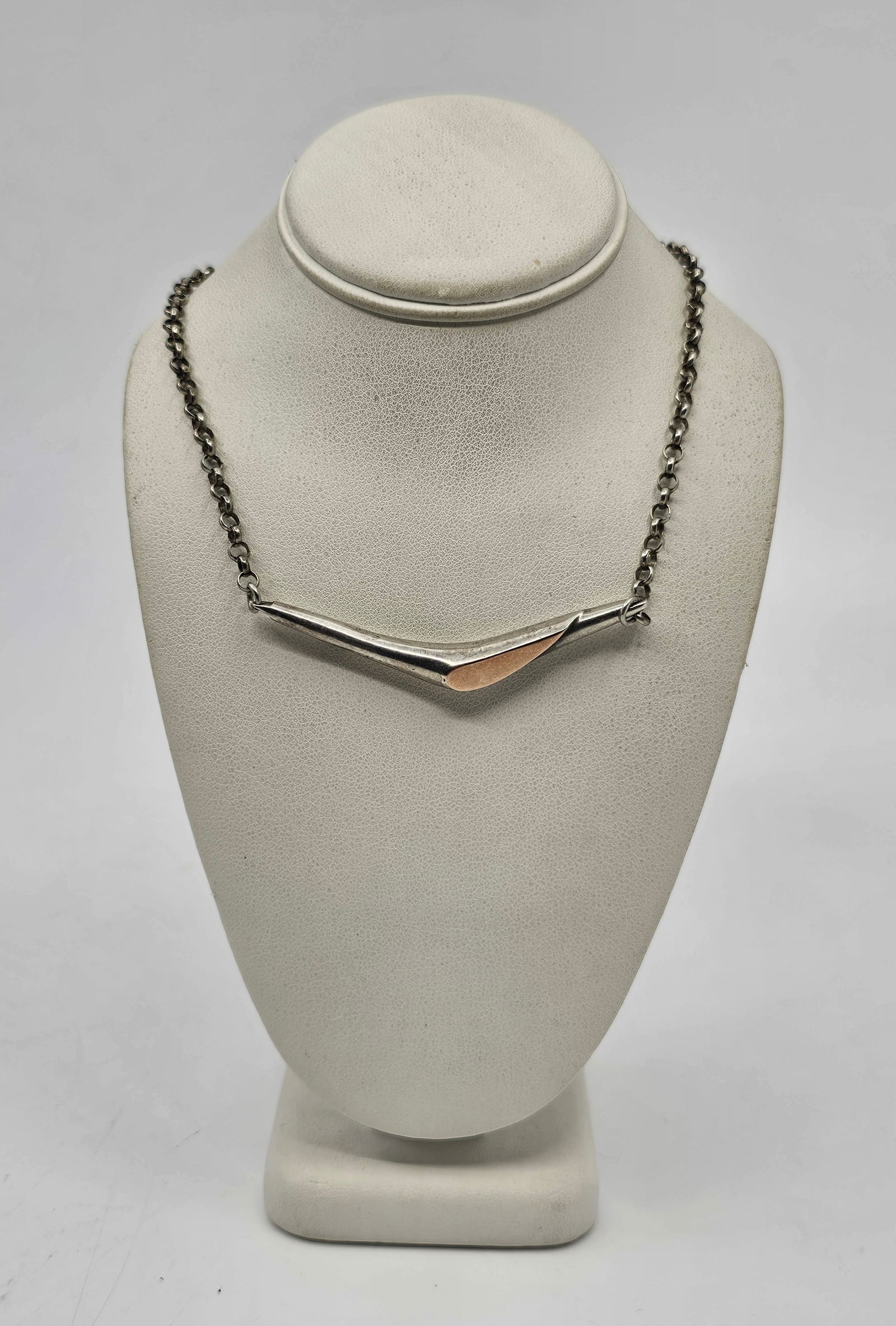 Alain, Modernist Sterling Silver and 10KT Gold Necklace (1 of 9)