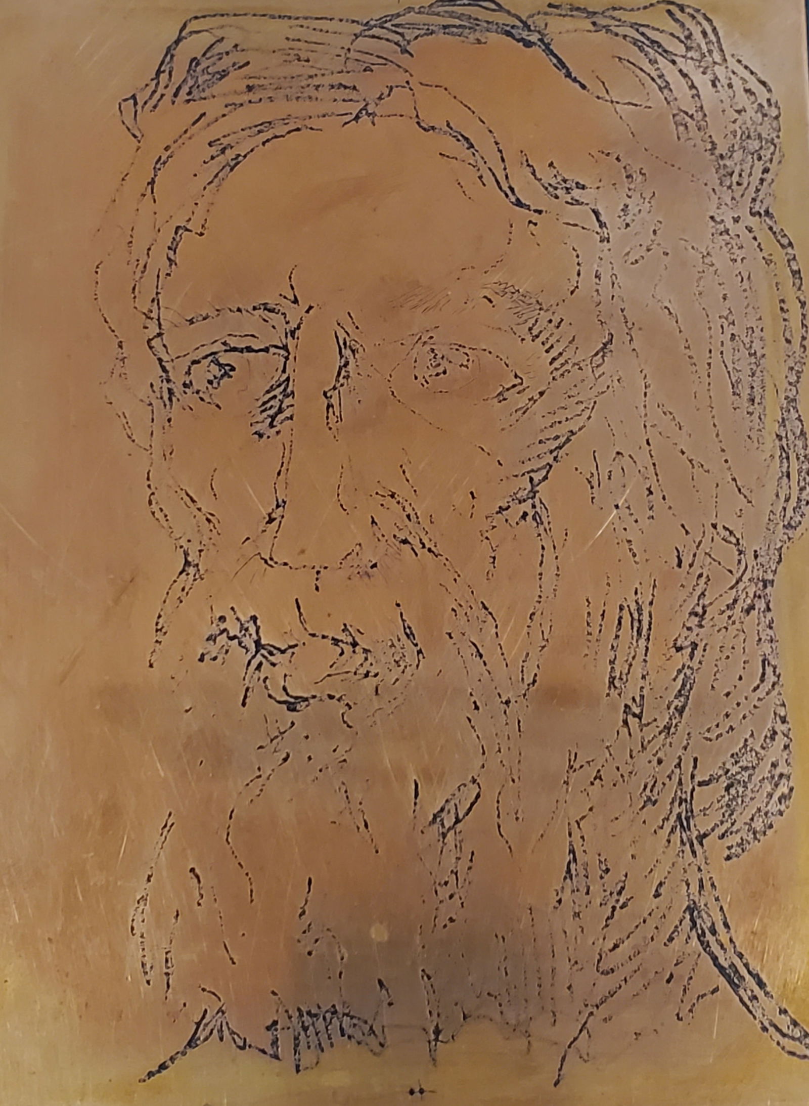 Beaulieu, Paul-Vanier (1910-1996) Canadian, Portrait d'homme: Artist : Beaulieu, Paul-Vanier (1910-1996) Canadian, Titre : Portrait d'homme Description (FR) : plaque a gravure en cuivre, non signee Description (ENG) : copper engraving plate, unsigned Dimention (