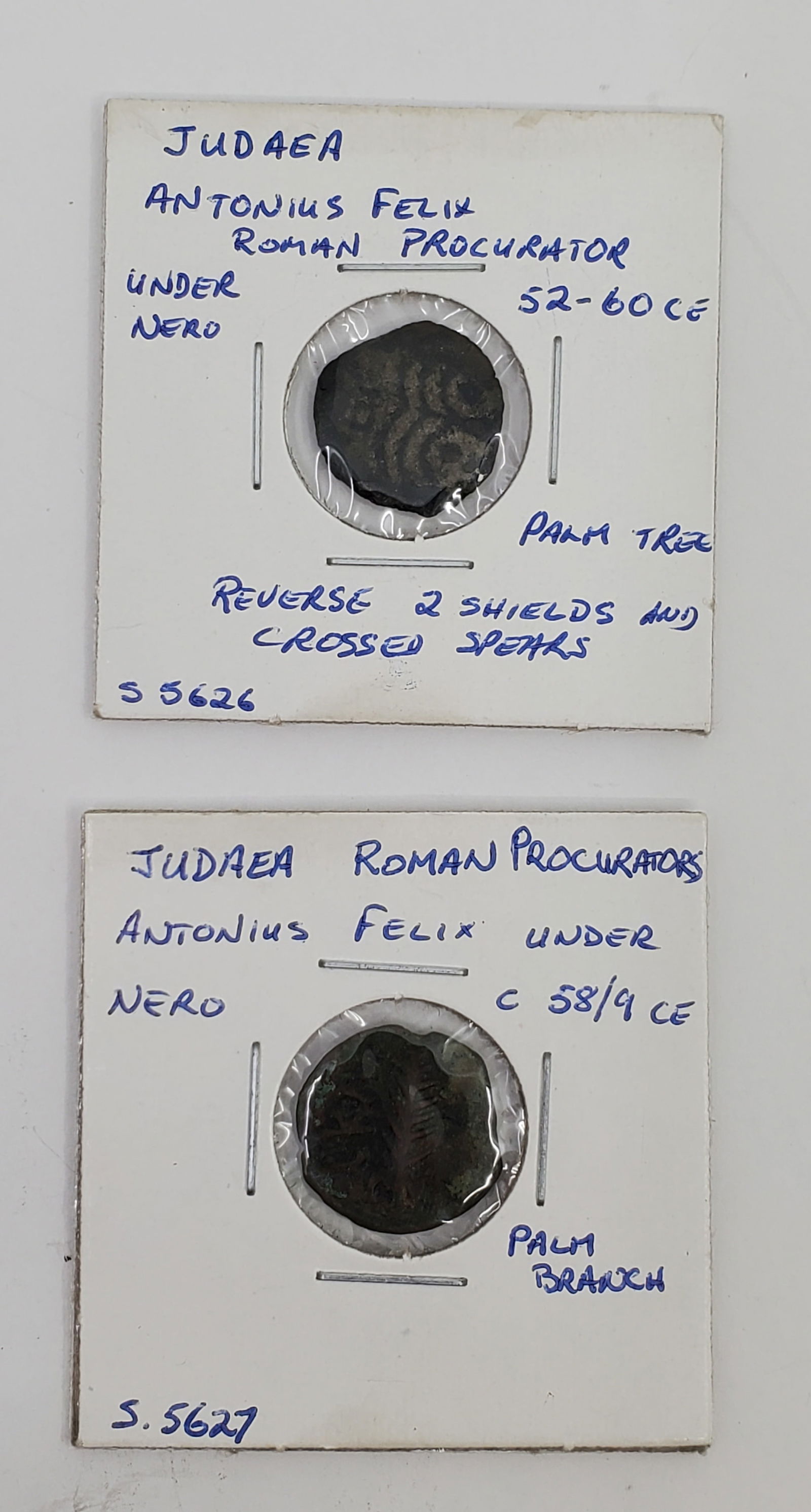 Ancient JuUDAEA Two Bronze Coins of Procurator Antonius Felix (1 of 8)