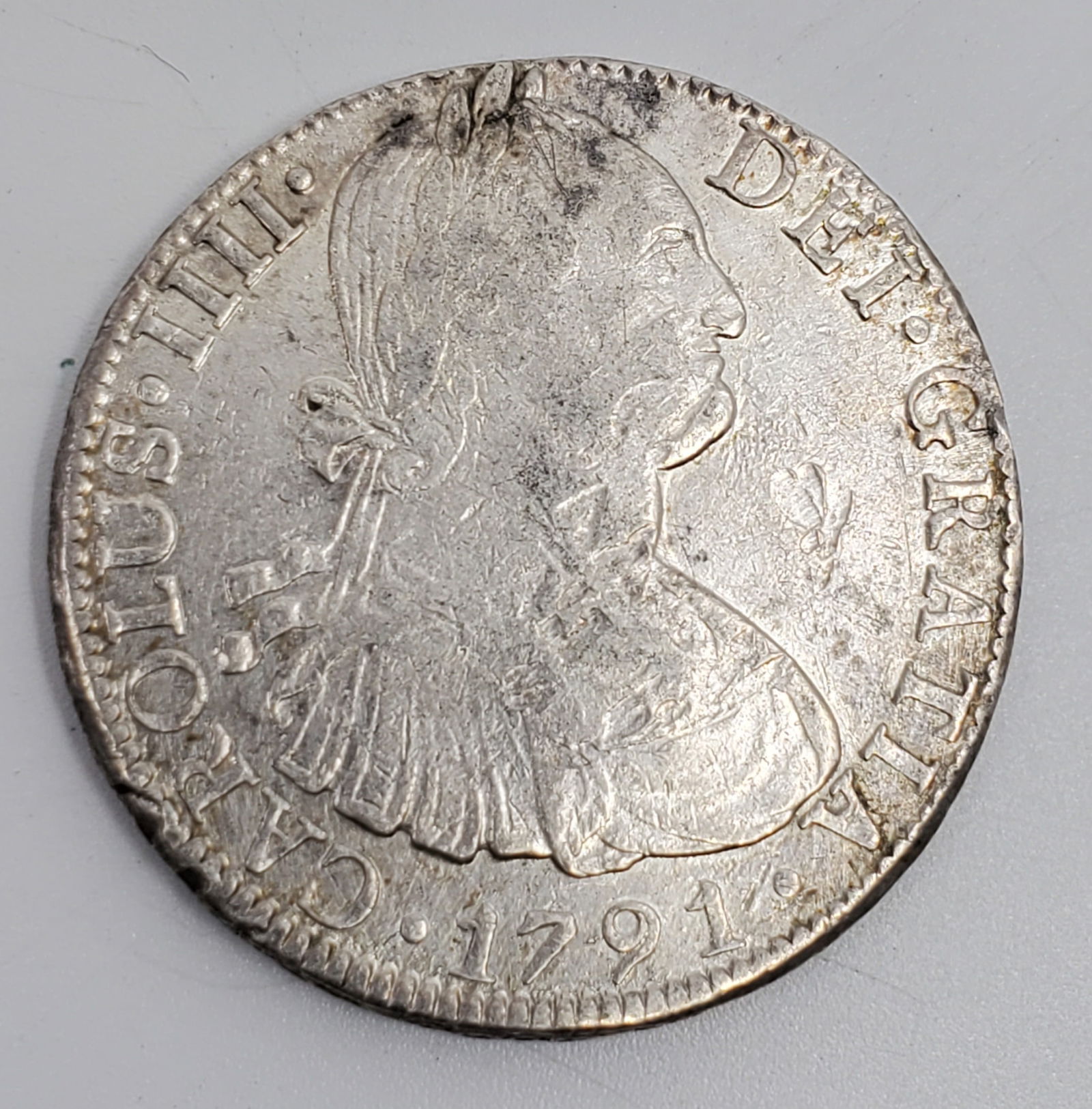 MEXICO 1791 F. M. Spanish Colonial 8 Reales Silver Coin (1 of 2)