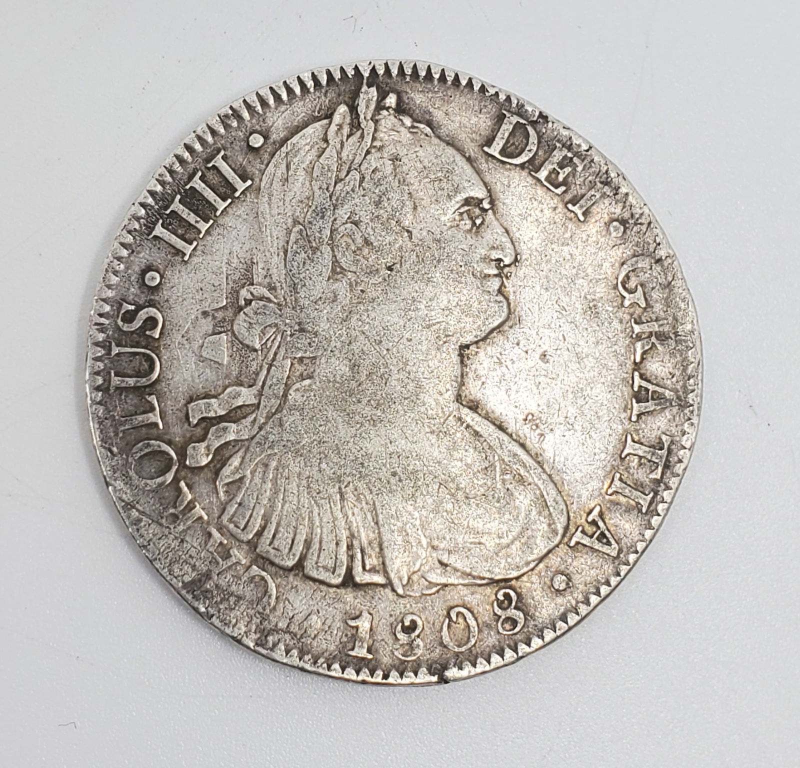MEXICO 1808 T. H. Spanish Colonial 8 Reales Silver Coin (1 of 2)