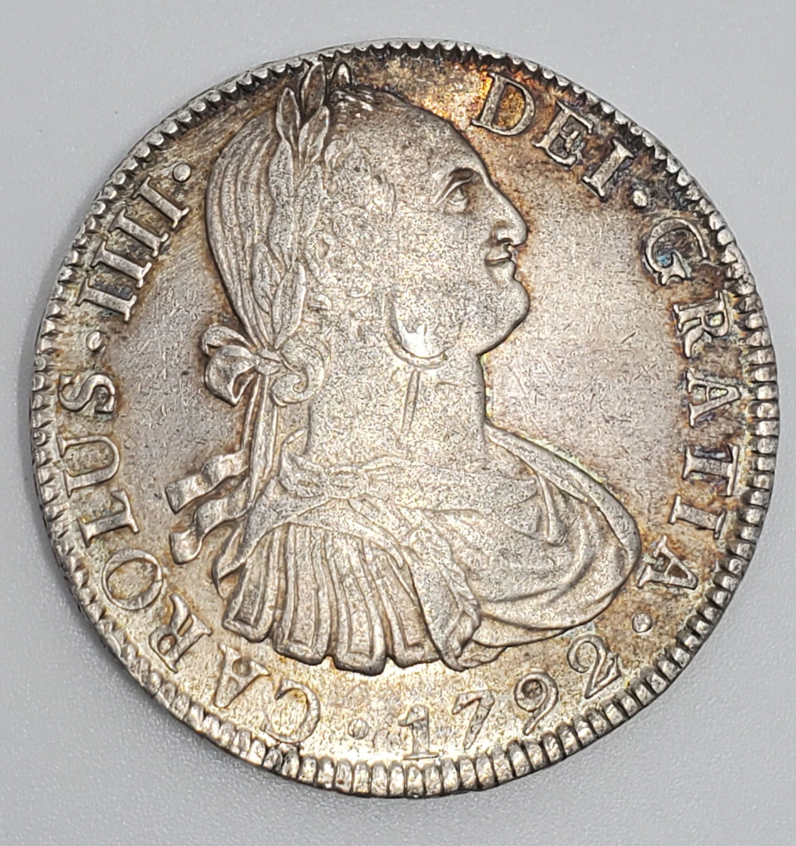 MEXICO 1792 F. M. Spanish Colonial 8 Reales Silver Coin (1 of 2)