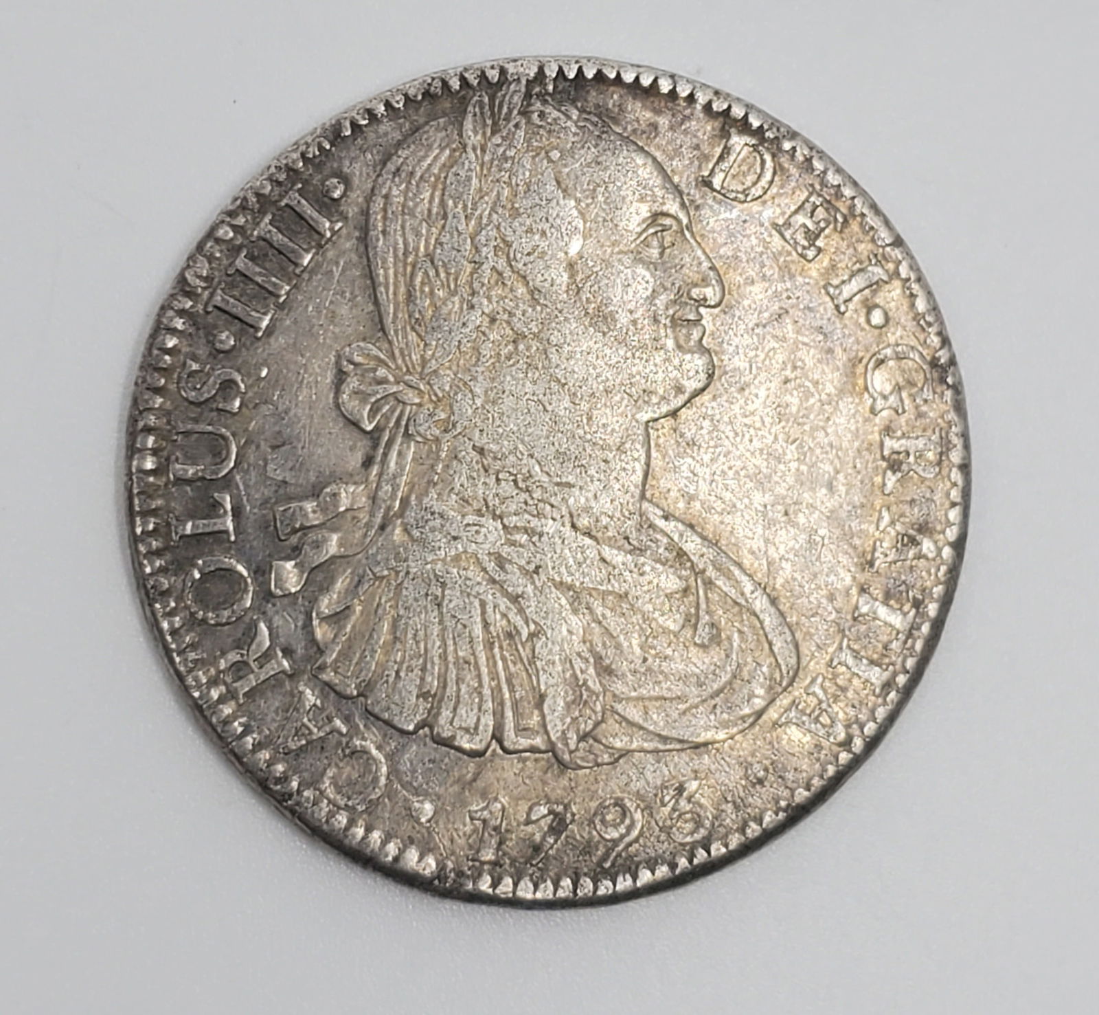 MEXICO 1793 F. M. Spanish Colonial 8 Reales Silver Coin (1 of 2)