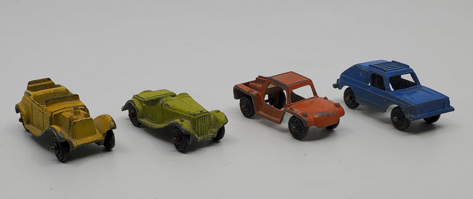 Set of 4 Antique Metal Car Toys , Original Paint: Set of 4 Antique Metal Car Toys, Marked