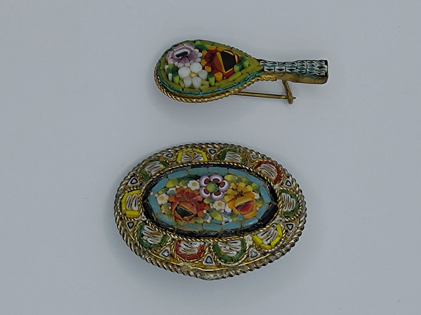 Set of 2 Antique Micromosaic Brooch (1 of 4)