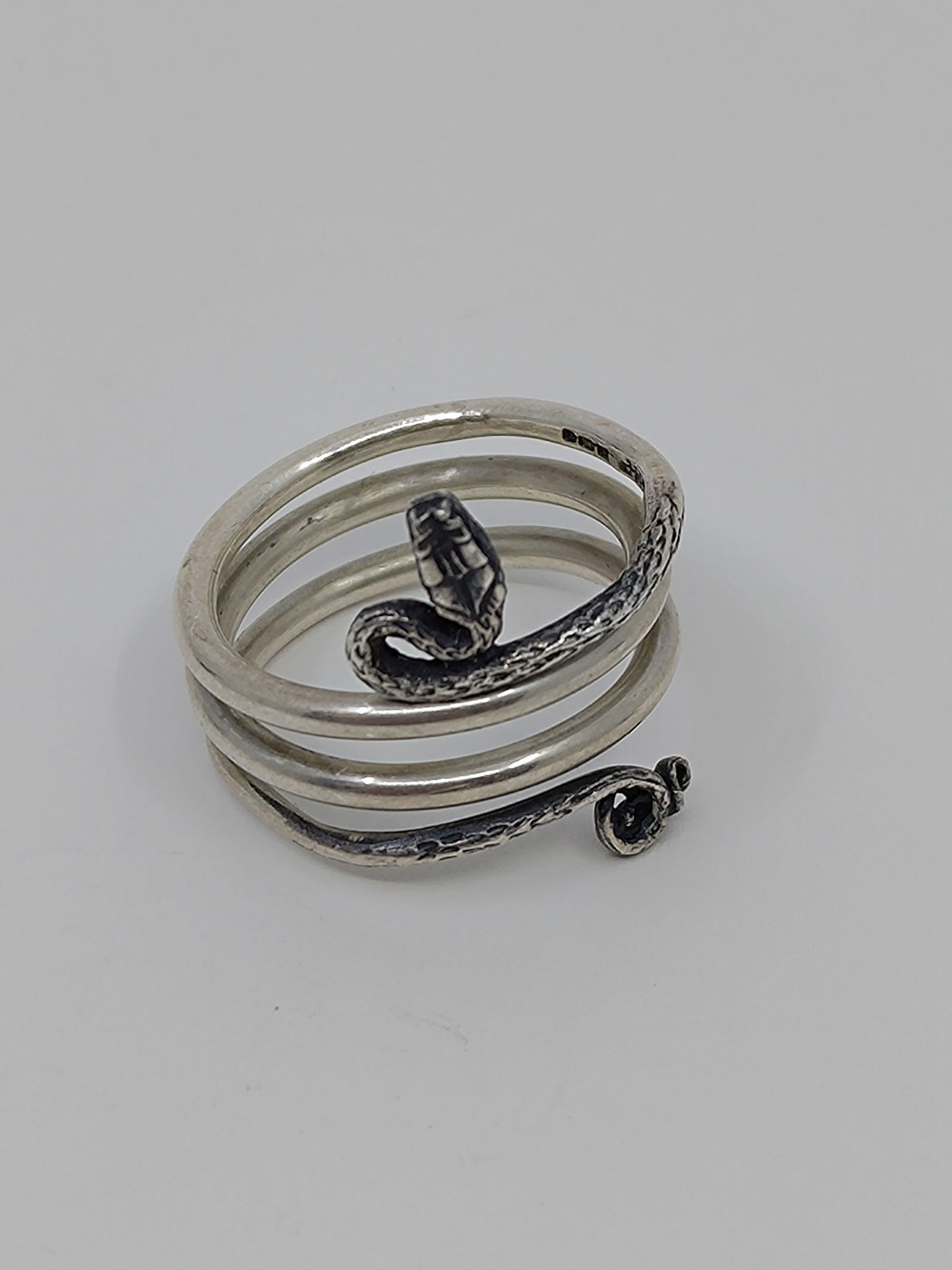 Vintage Sterling Silver Snake Ring, Signed BMP (1 of 5)