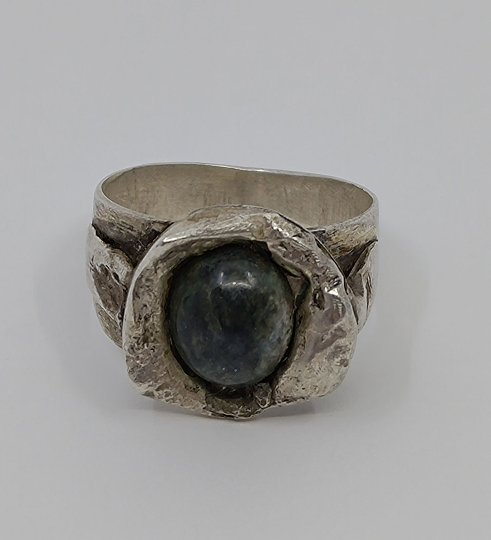 Vintage Modernist Sterling Silver Agate Stone Ring (1 of 5)