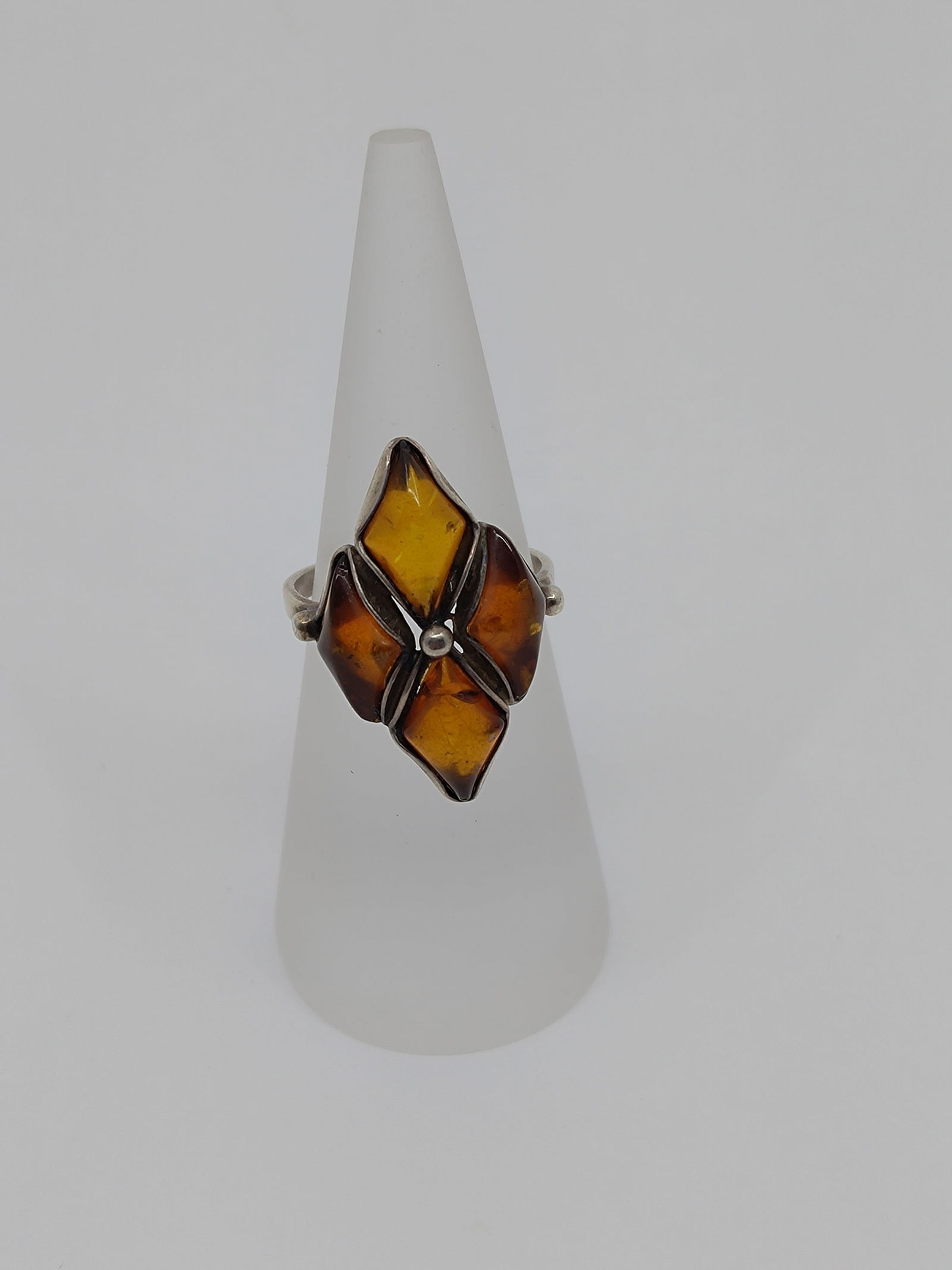 Vintage Polish Sterling Silver Amber Ring (1 of 7)
