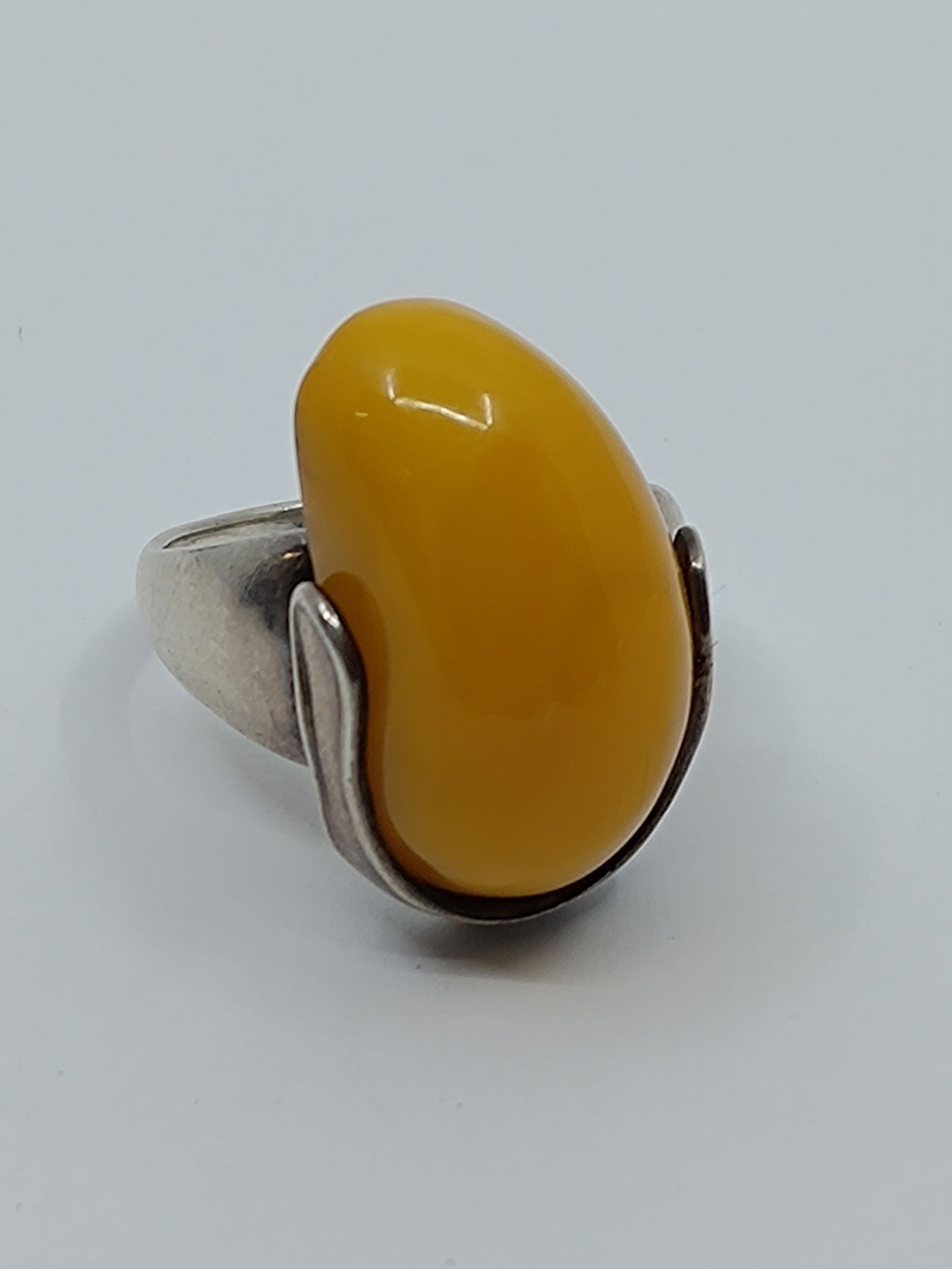 Sterling Silver Deep Orange Amber Ring (1 of 6)