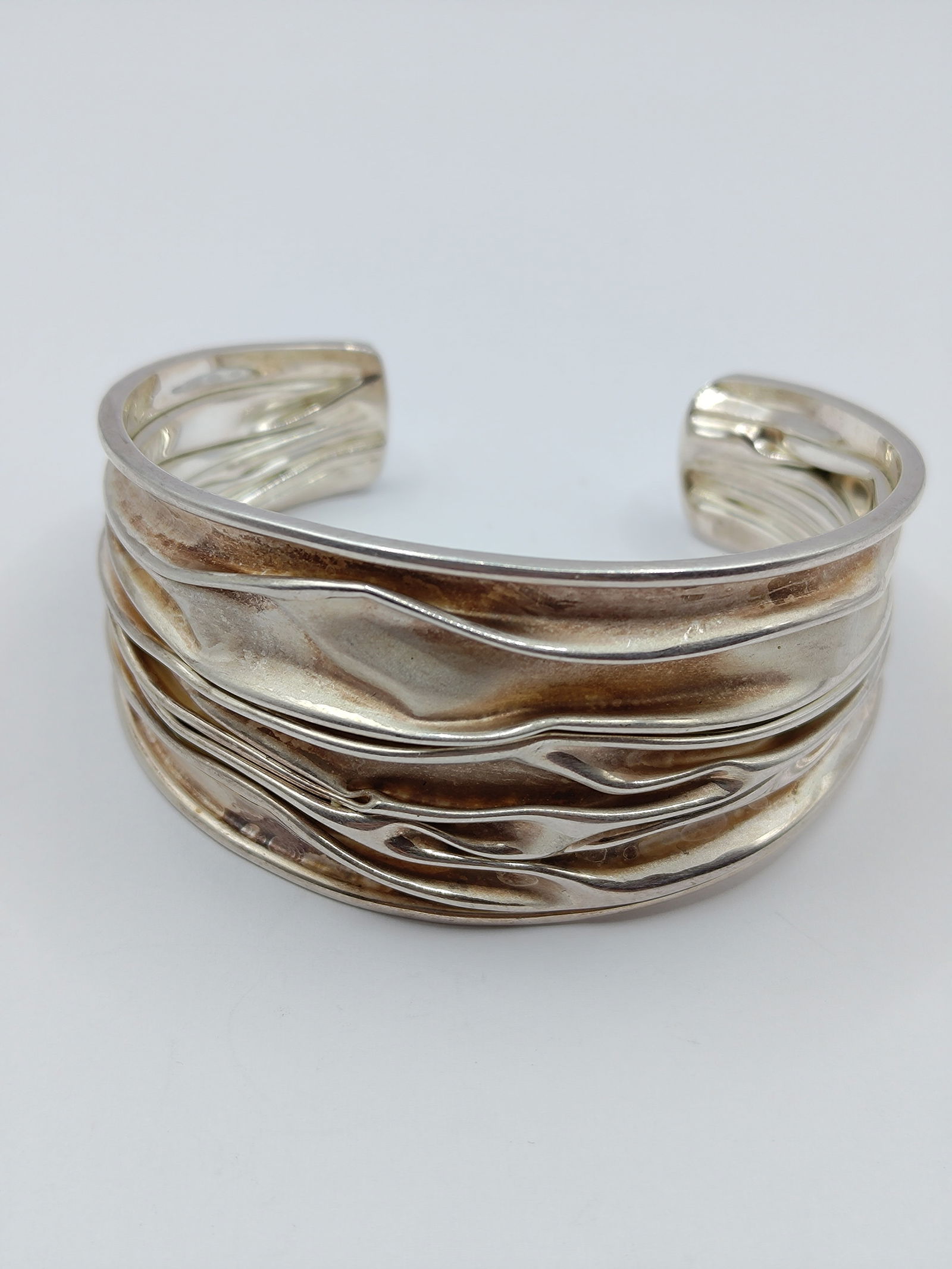 Brutalist Modernist Sterling Silver Cuff Bracelet (1 of 6)