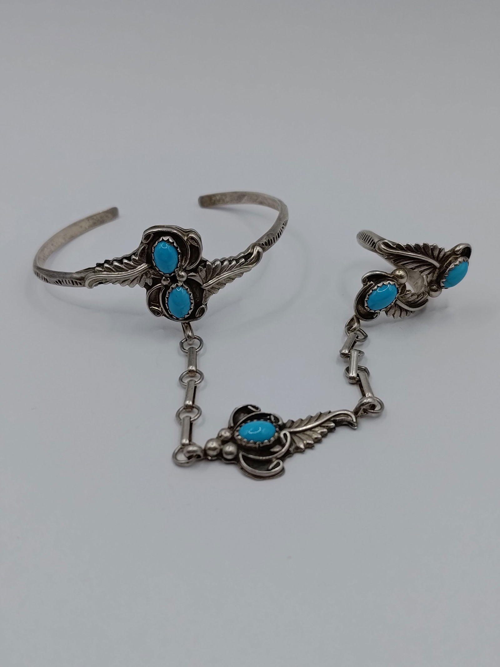 Richard Begay, Navajo Sterling Silver Turquoise Bracelet Ring (1 of 7)