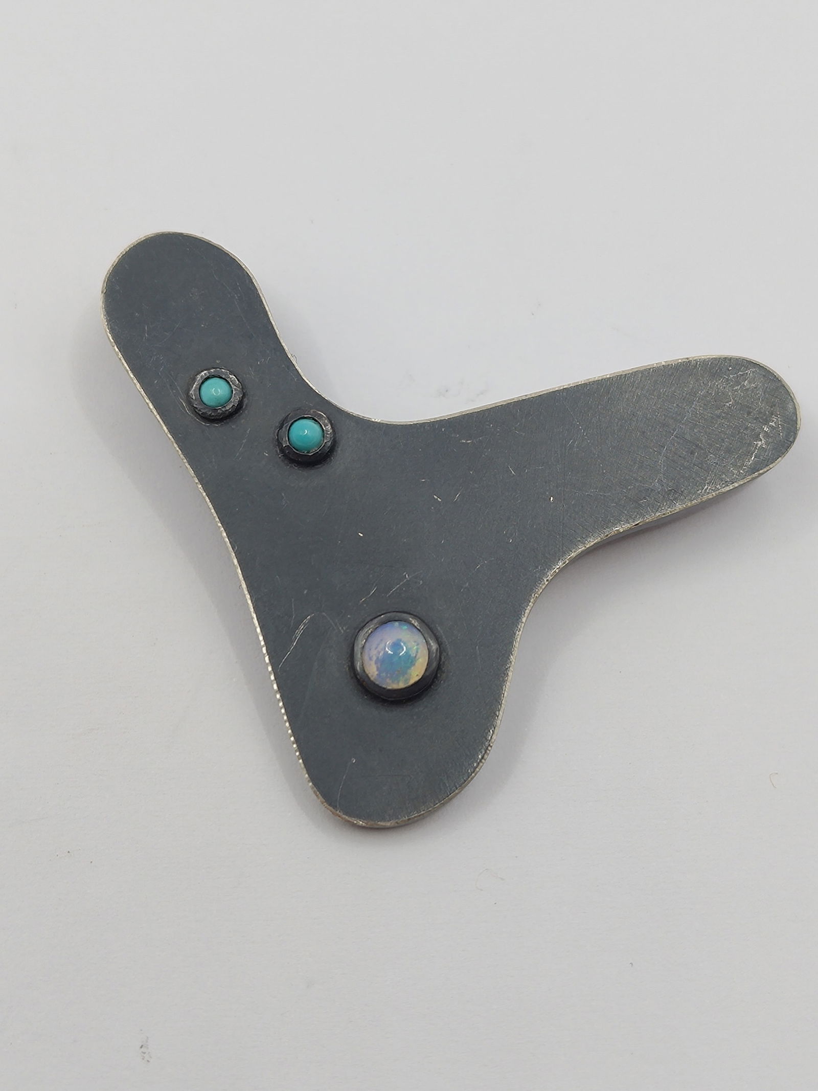 Janis Kerman, Canadian Moderist Sterling Silver Opals Brooch (1995) (1 of 4)