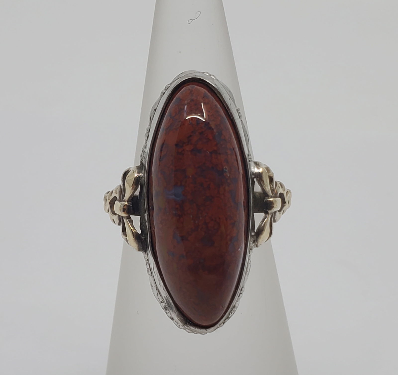 Antique Sterling Silver and 10K Gold Red Agate Ring (1 of 7)