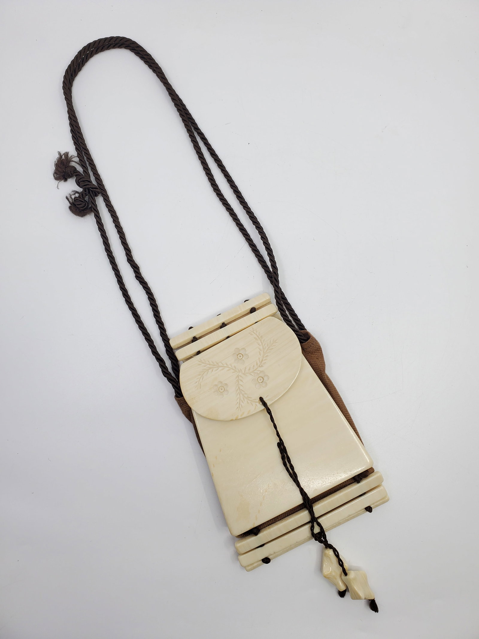 Antique Bone Sculpted Purse: 5" x 4", front of the purse is nice chiseled,