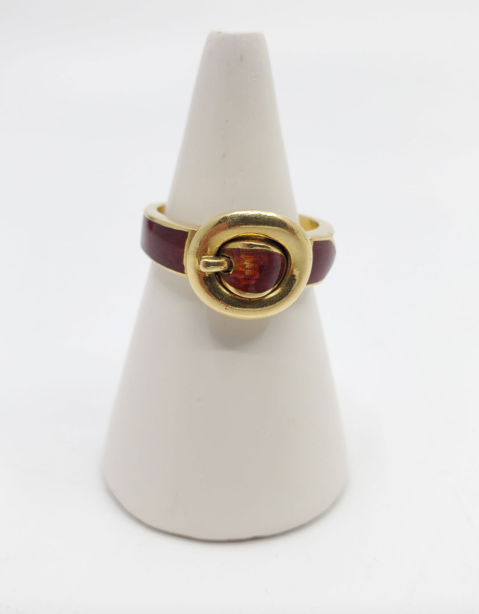 Gucci, 18KT Gold Belt Buckle Enameled Ring (1 of 5)