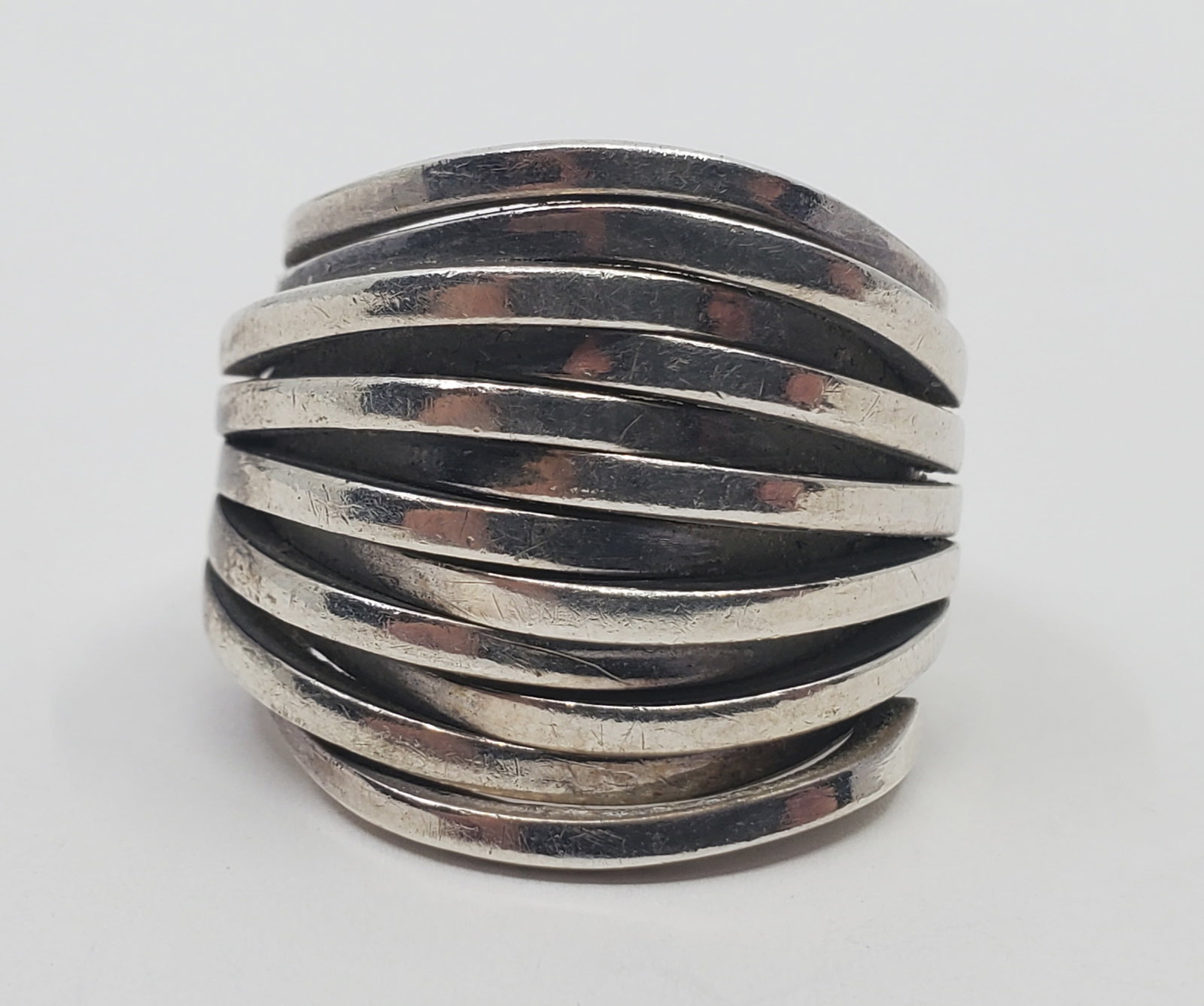 Modernist Sterling Silver RIng: Sterling Silver Ring, Marked 925, Size : 8, Weight: 15,2 g