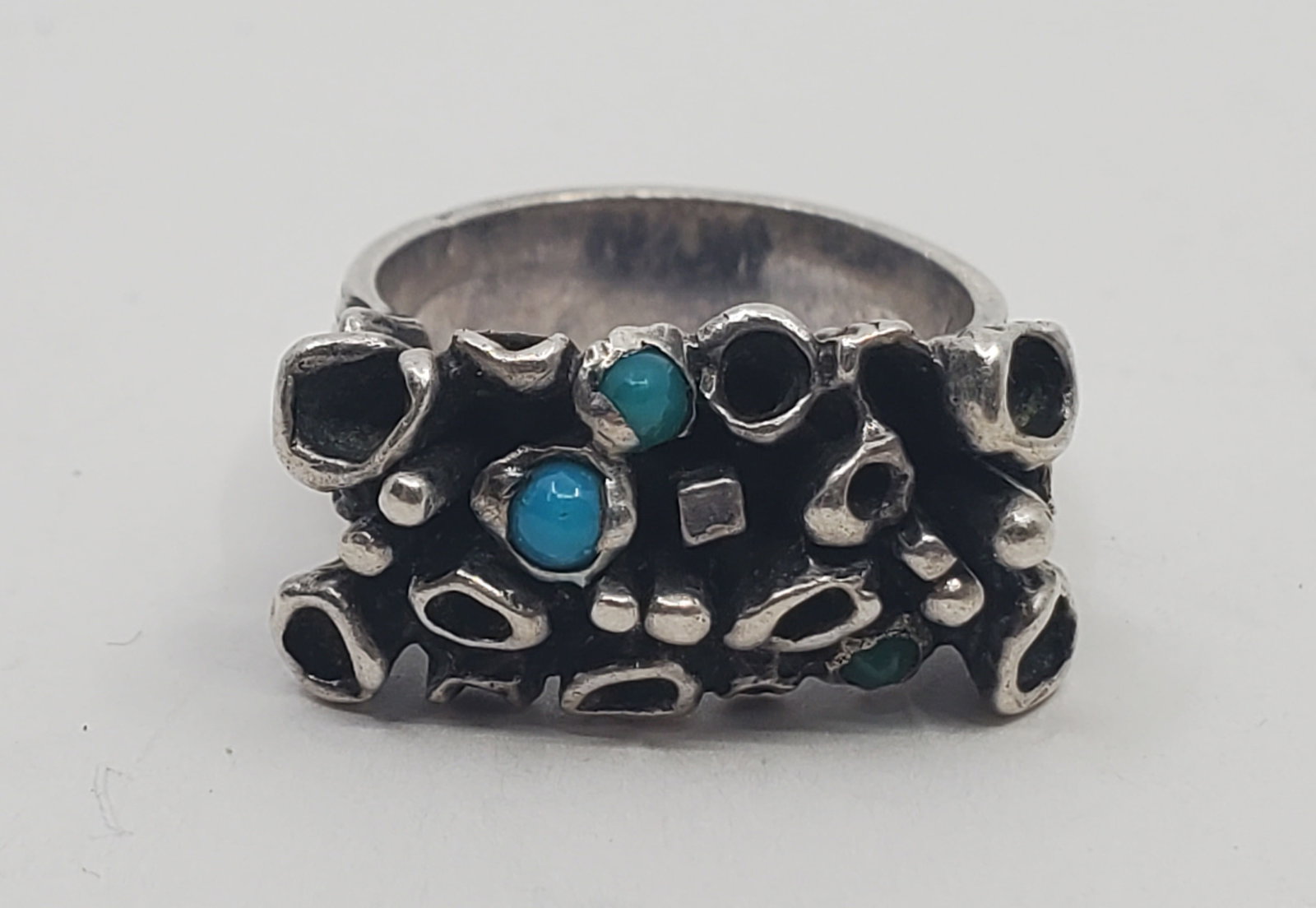 Brutalist Modernist Sterling Silver Ring (1 of 8)