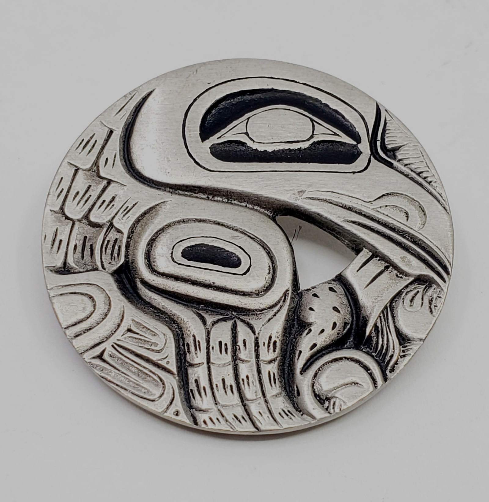 Haida, North West Coast Frederick Pewter Canada Raven Brooch (1 of 3)