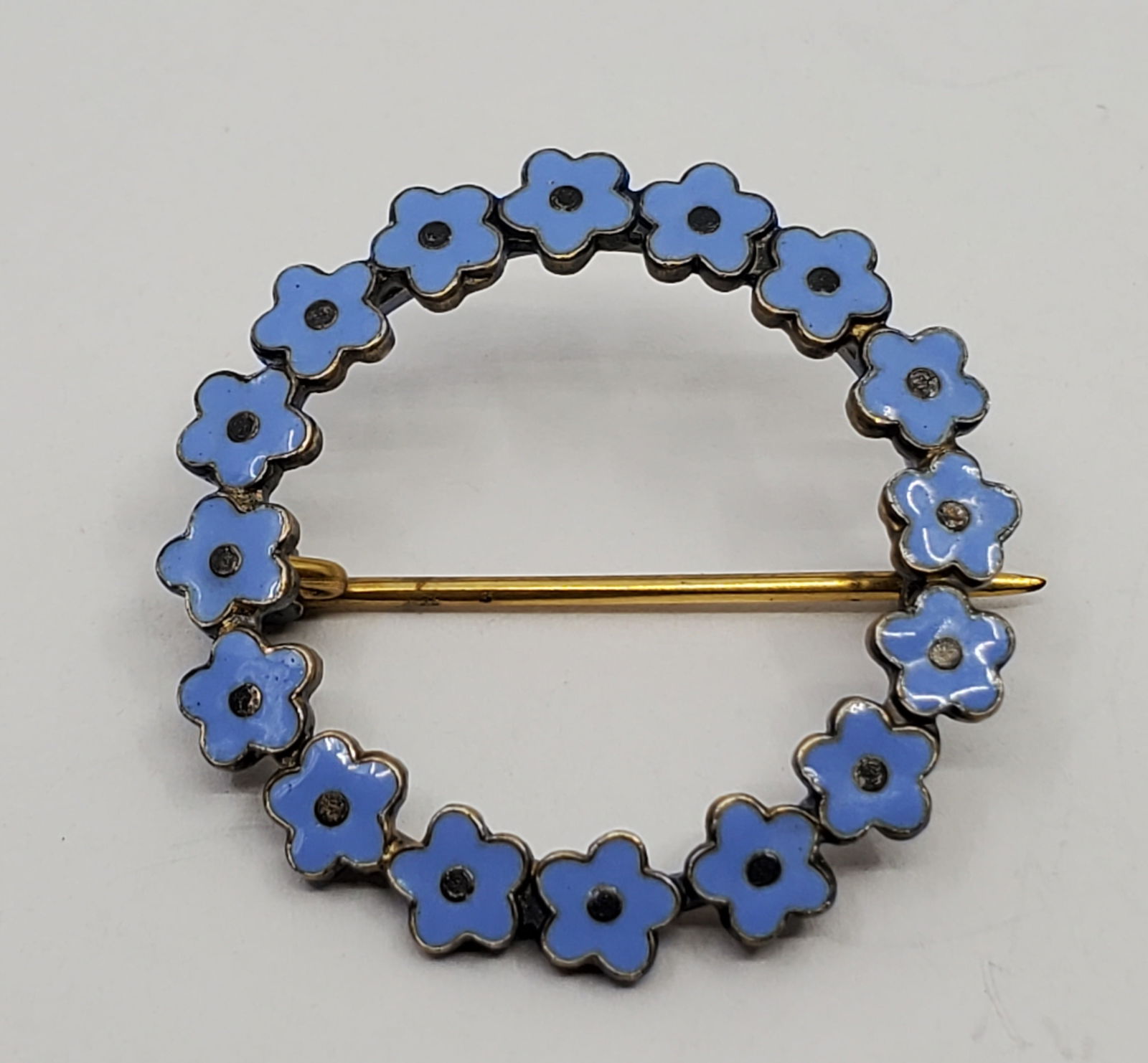 Anton Michelsen, Danish Sterling Silver Guilted Enameled Brooch: Sterling Silver Guilted Enameled Brooch, signed on the back 925 S AM 1" x 1" Weight: 3,6 g