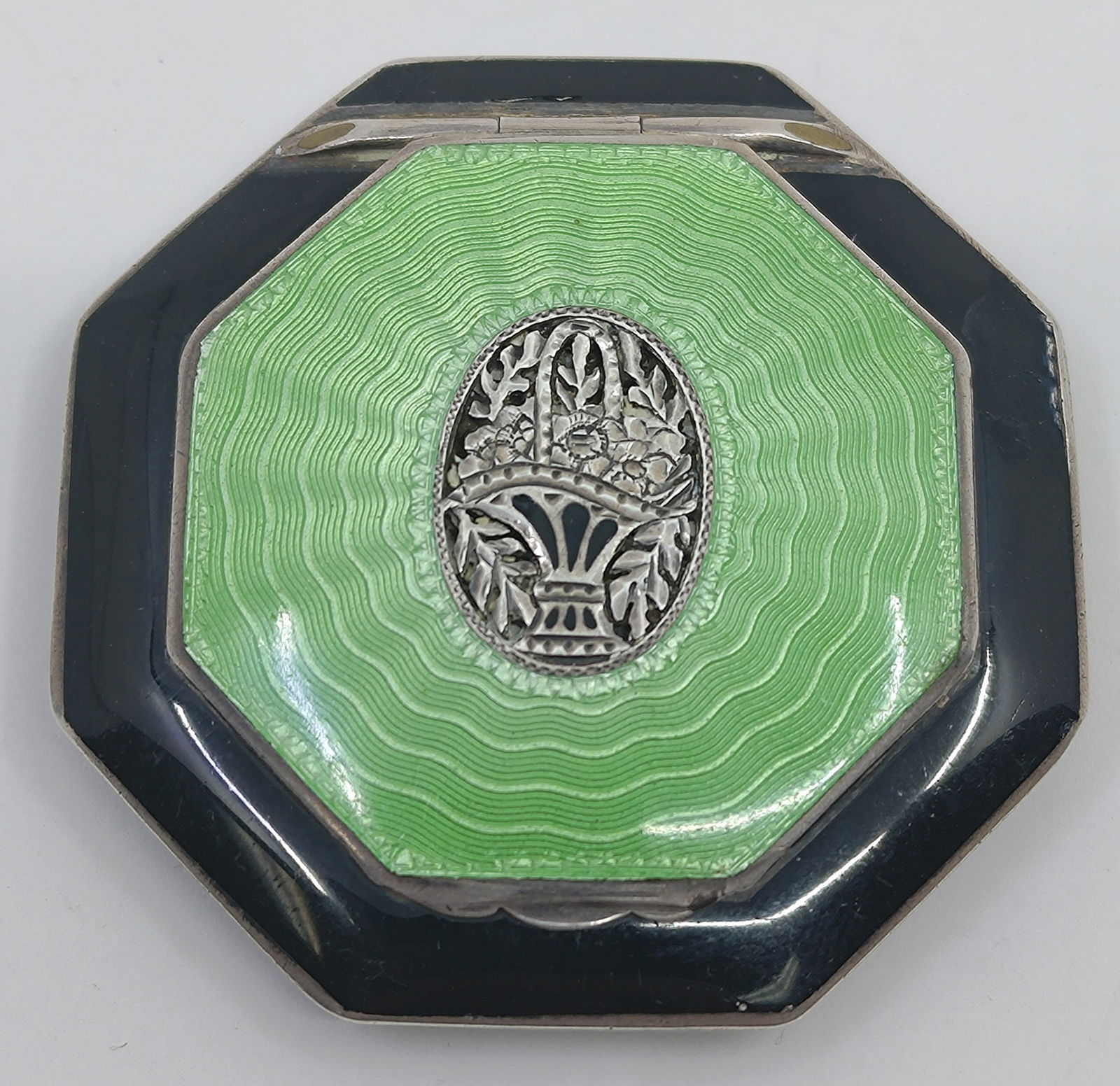 Antique Art Deco Sterling Silver Austrian Enameled powder compact (1 of 6)