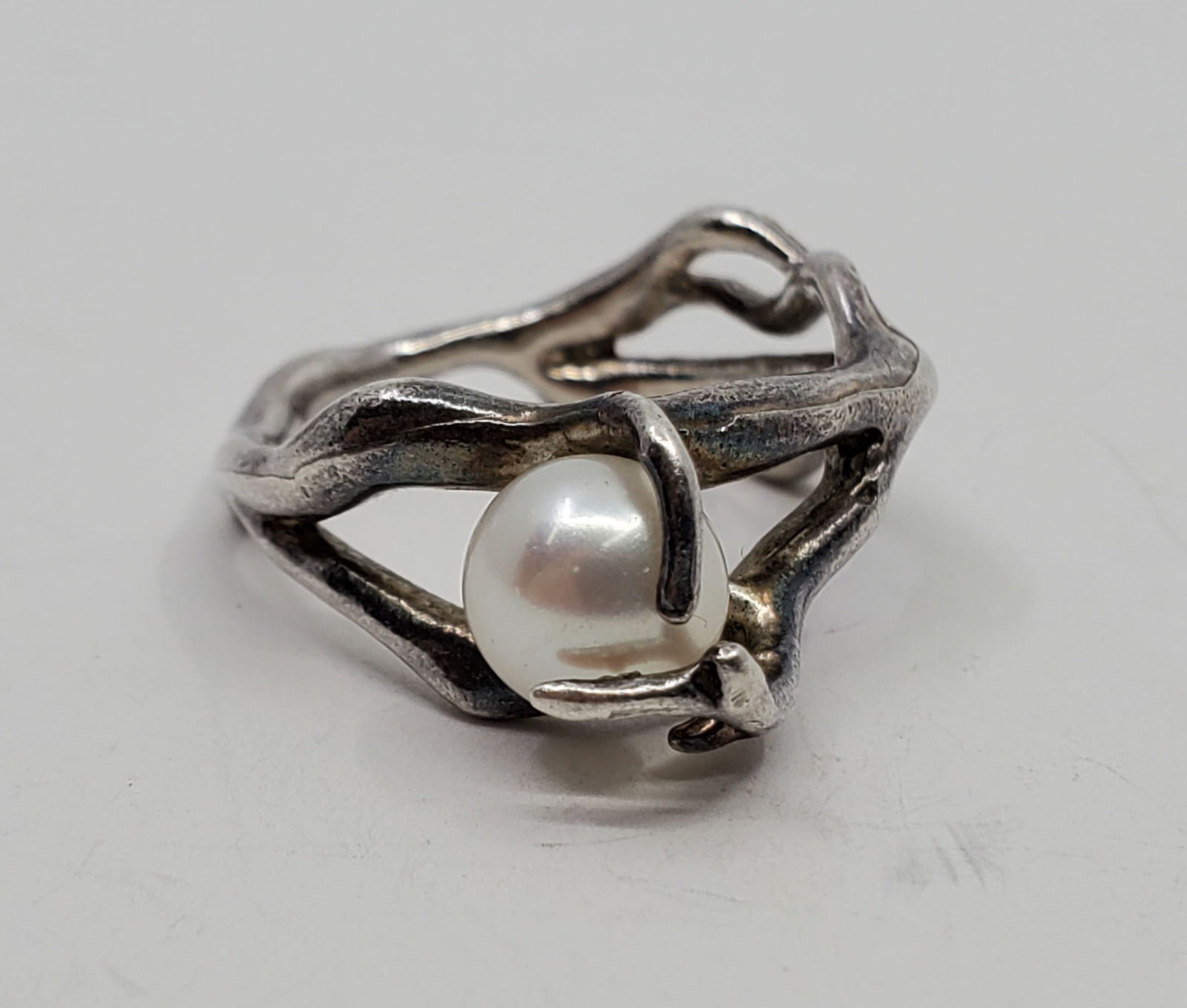 WAZO, Sterling Silver Modernist Pearl Ring (1 of 6)
