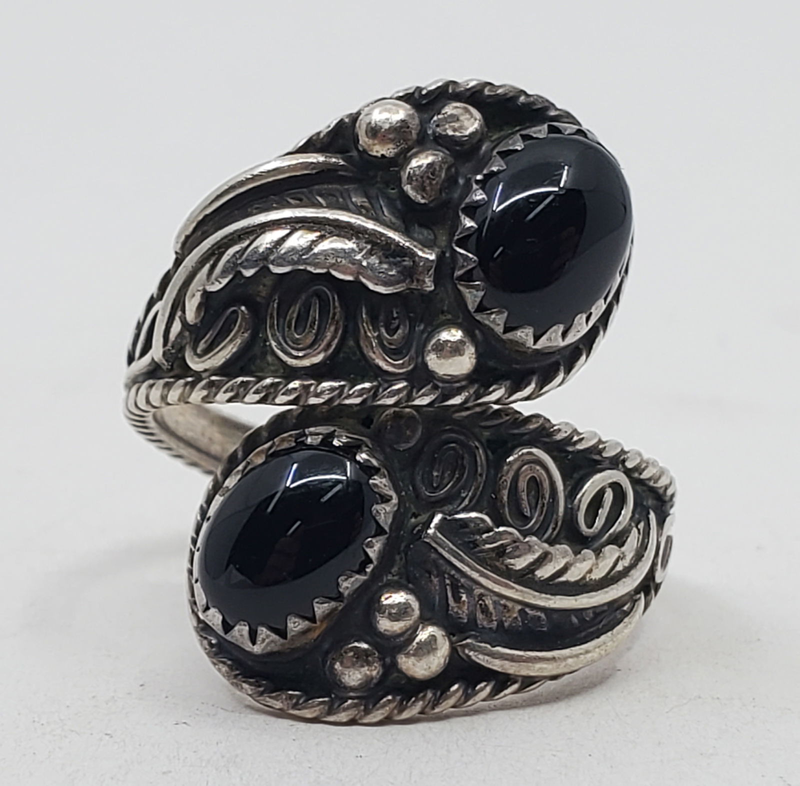 Elsie Yazzie, Navajo Sterling Silver Onyx Ring (1 of 8)