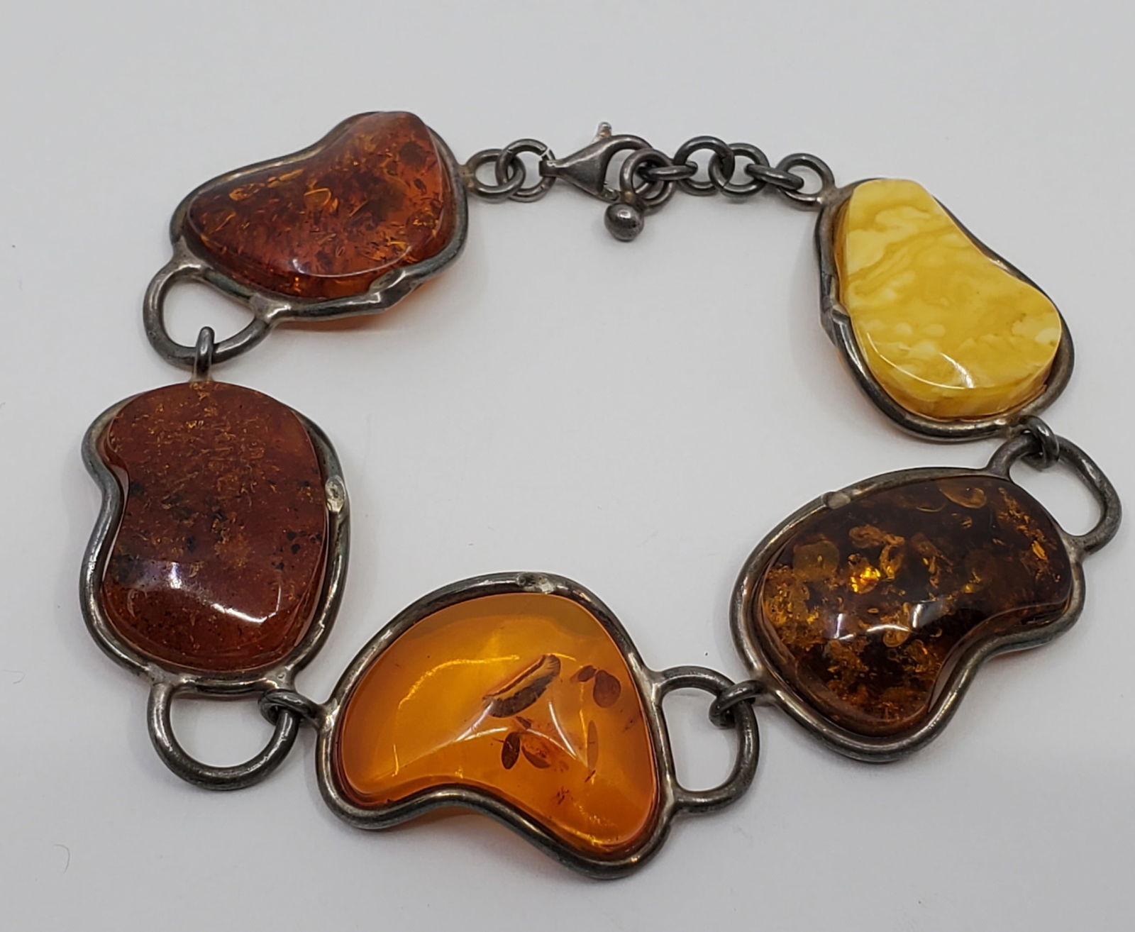 Large Sterling Silver Amber Bracelet (1 of 8)