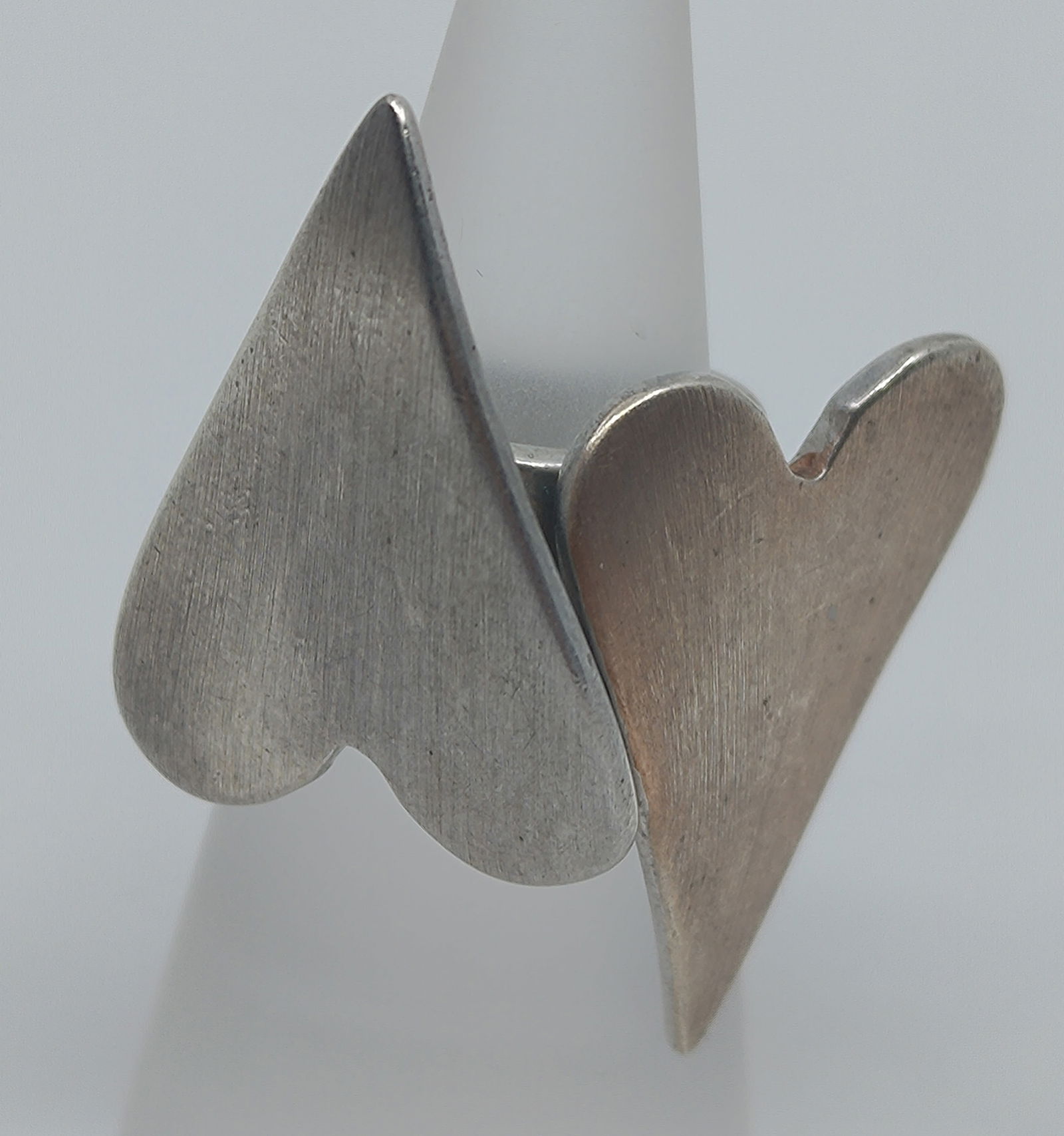 Modernist Sterling Silver double Heart Ring (1 of 11)