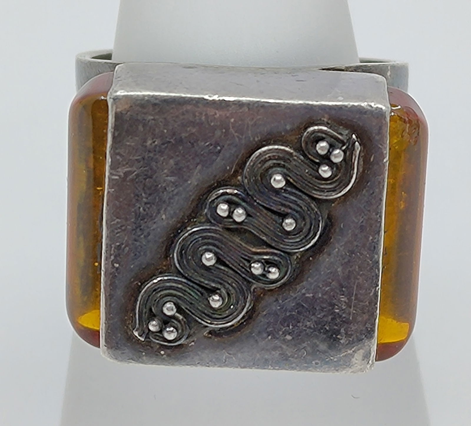 Antique Sterling Silver Amber Ring (1 of 8)