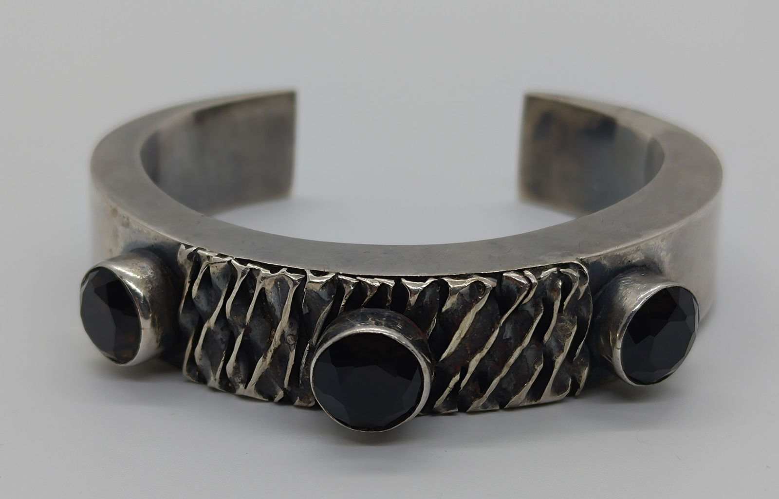 Large Modernist Sterling Silver Cuff Bracelet (1 of 7)