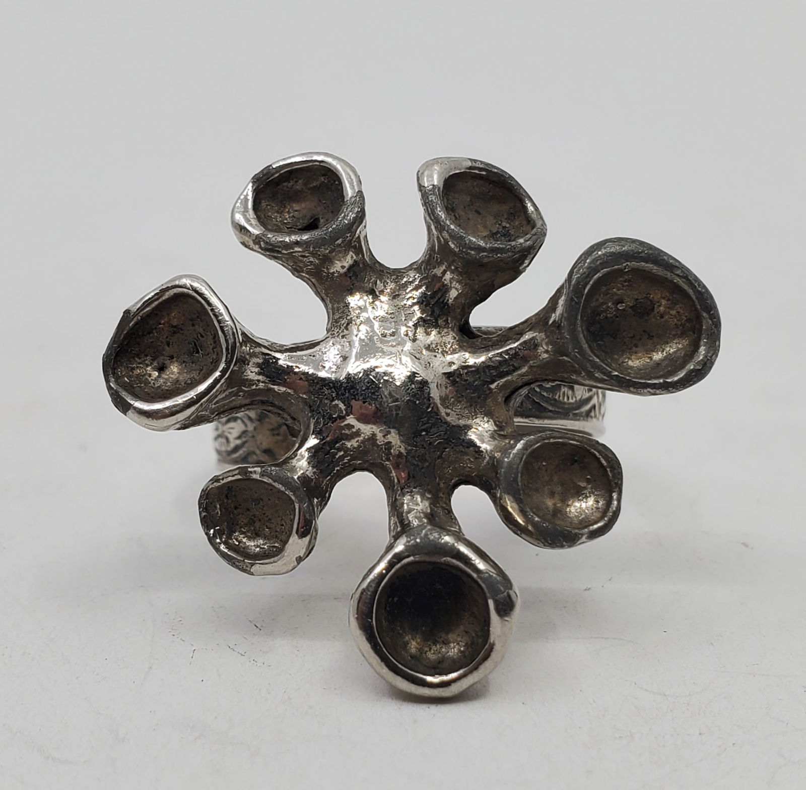 Vintage Pewter Brutalist Modernist RIng: Pewter Brutalist Modernist Ring Size : 7 (Adjustable)