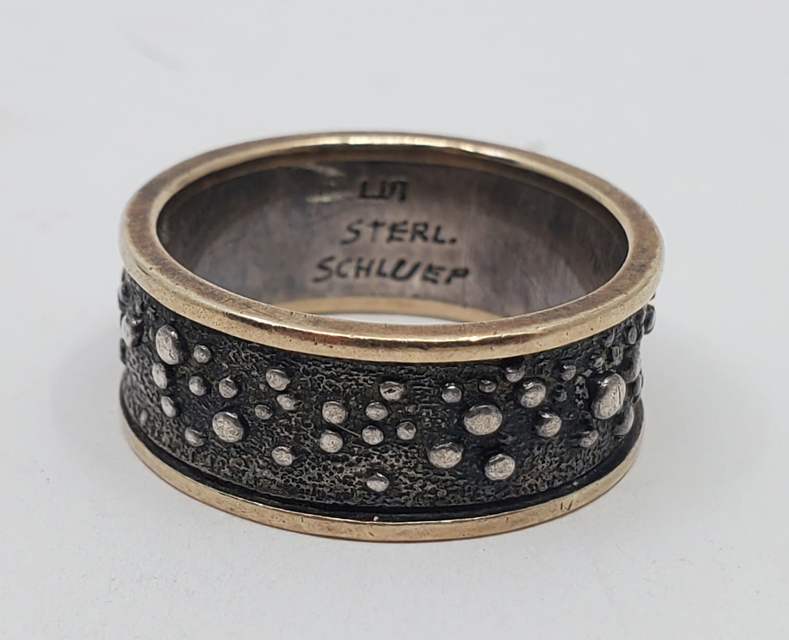 Walter Schluep (1931-2016) Canadian, Modernist Sterling Silver and Gold Bangle Ring (1 of 6)