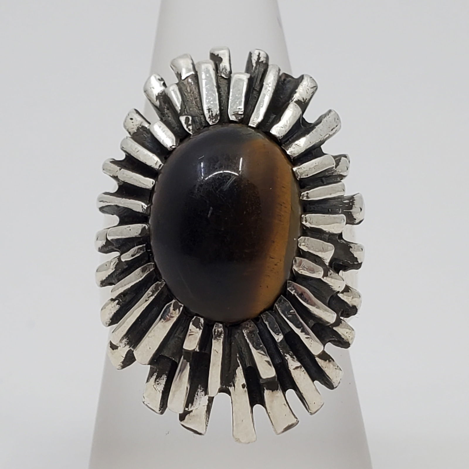 Opus, Modernist Sterling Silver Tiger Eye Ring (1 of 7)